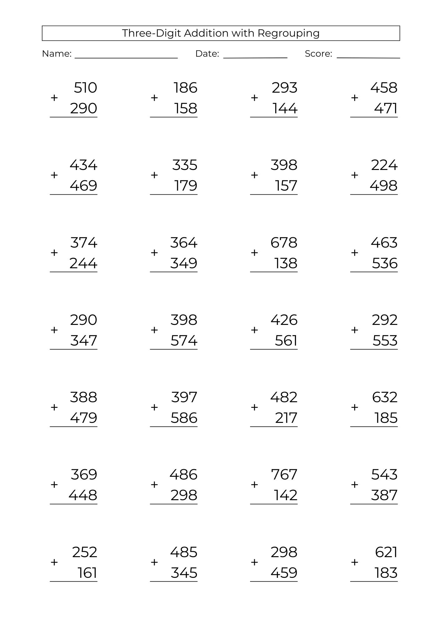 10 Printable 3 Digit Addition Worksheets 3rd Grade Math Drills PDF Download Etsy 10 Printable 3 Digit Addition Worksheets 3rd Grade Math Drills PDF Download Etsy