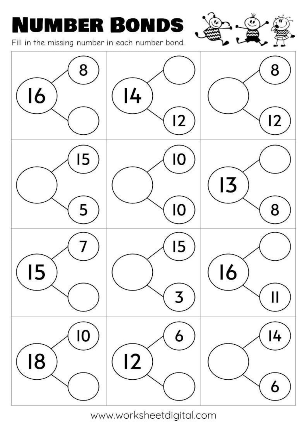 Number Bonds To 10 With Dots K Grade PDF Addition Worksheets Cazoom Math