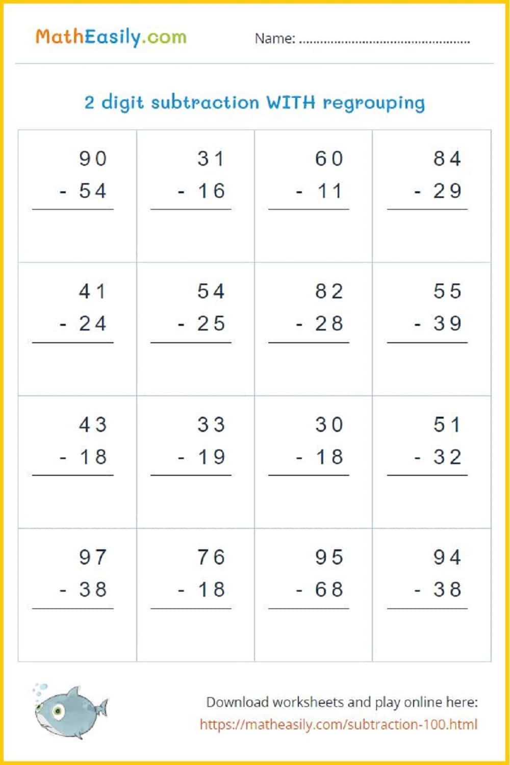 100 Math Subtraction Worksheets PDF Free Download