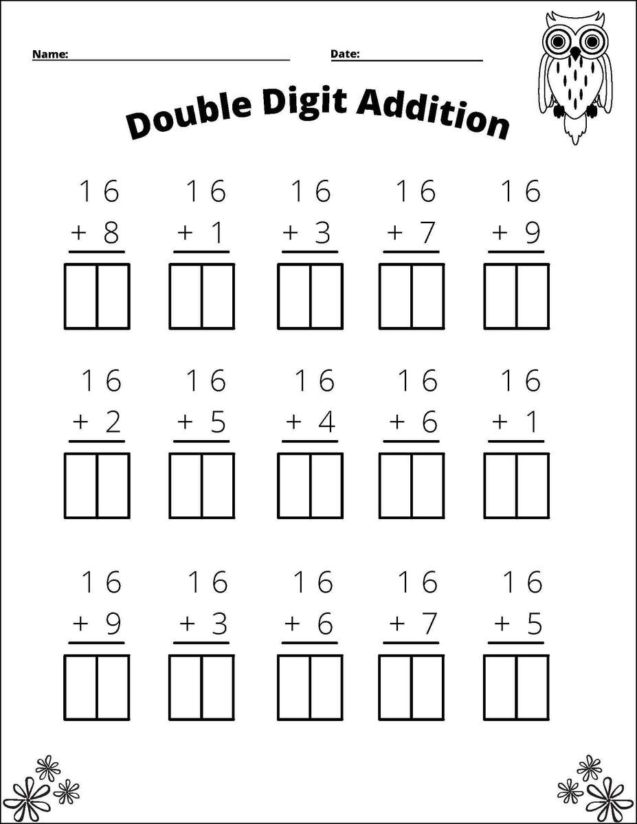 11 Printable Double Digit Addition Worksheets Numbers 10 20 Grades 1st And 2nd Etsy Two Digit Addition With And Without Regrouping Worksheets Etsy