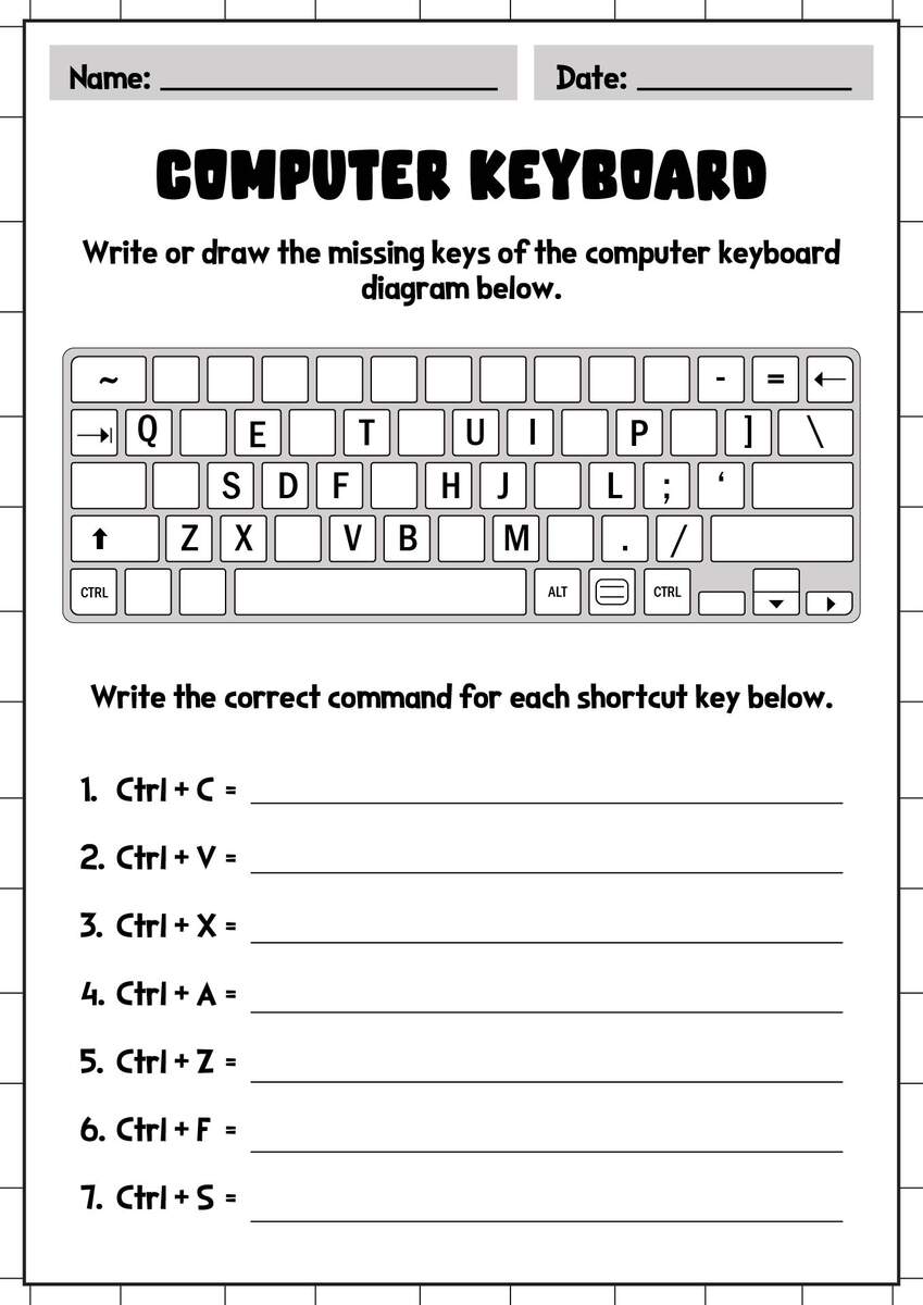 12 Computer Keyboard Worksheet Free Free PDF At Worksheeto