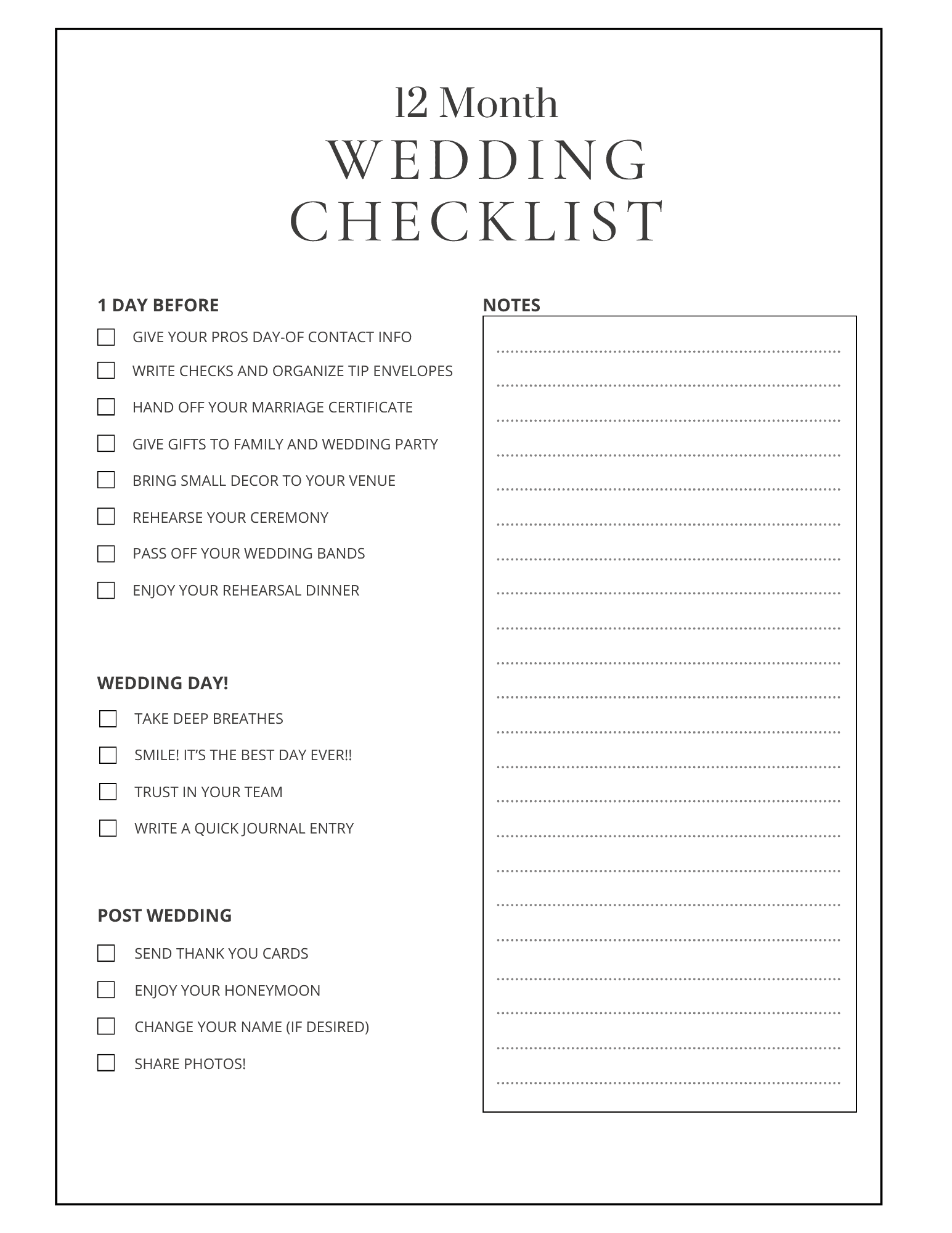 12 Month Wedding Planning Checklist Free Printable Party Ideas Worksheets Library How To Put Together Your Perfect FREE Wedding Binder 42 Free Wedding Printables Happily Ever After Etc