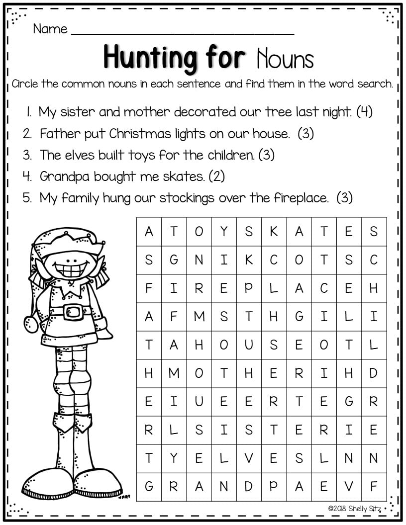 13 Free Christmas Worksheets For Second Grade Second Grade Teaching Blog October Printables Second Grade Review Worksheets ELA Grammar Reading Math Shop Sweet Tooth Teaching