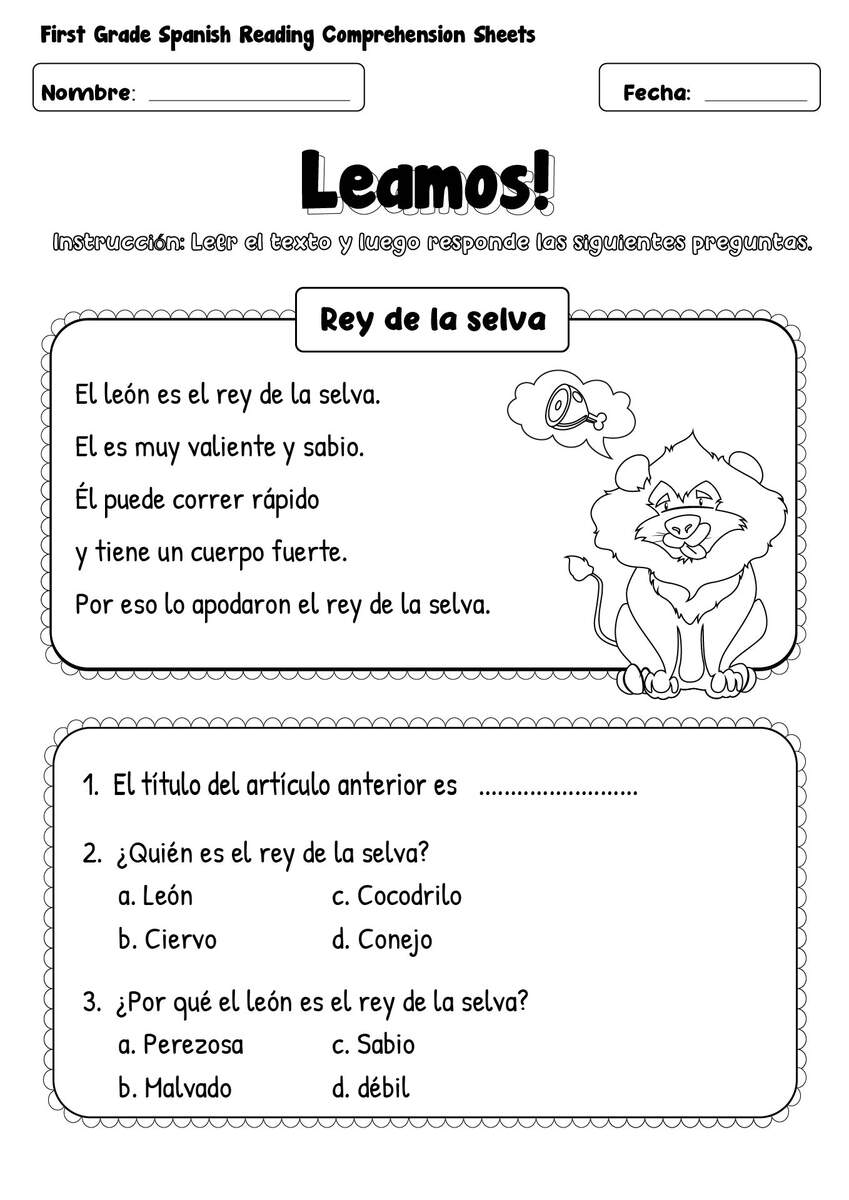 15 First Grade Spanish Worksheets Free PDF At Worksheeto Spanish Reading Comprehension Passages Reading Activity Editable Doc PDF Made By Teachers