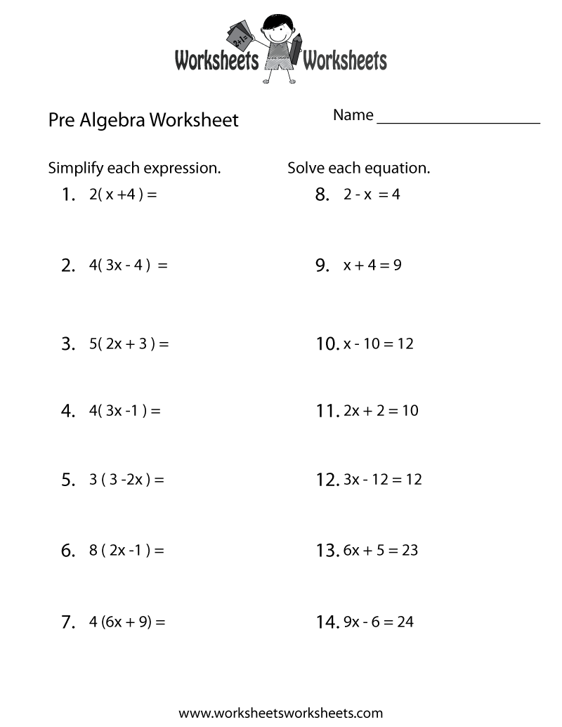 15 Pre Algebra 7th Grade Math Worksheets Algebra Worksheets K12 Math Worksheets