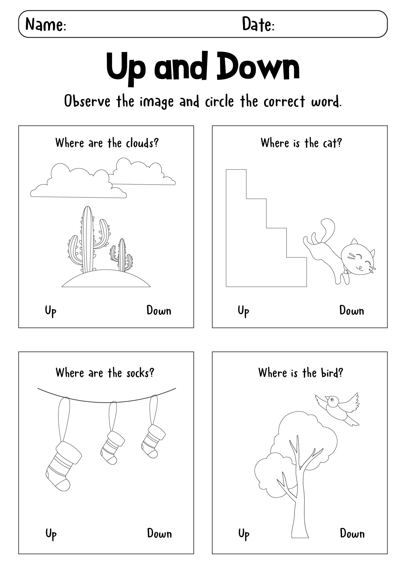 16 Up And Down Worksheets Preschool Free PDF At Worksheeto