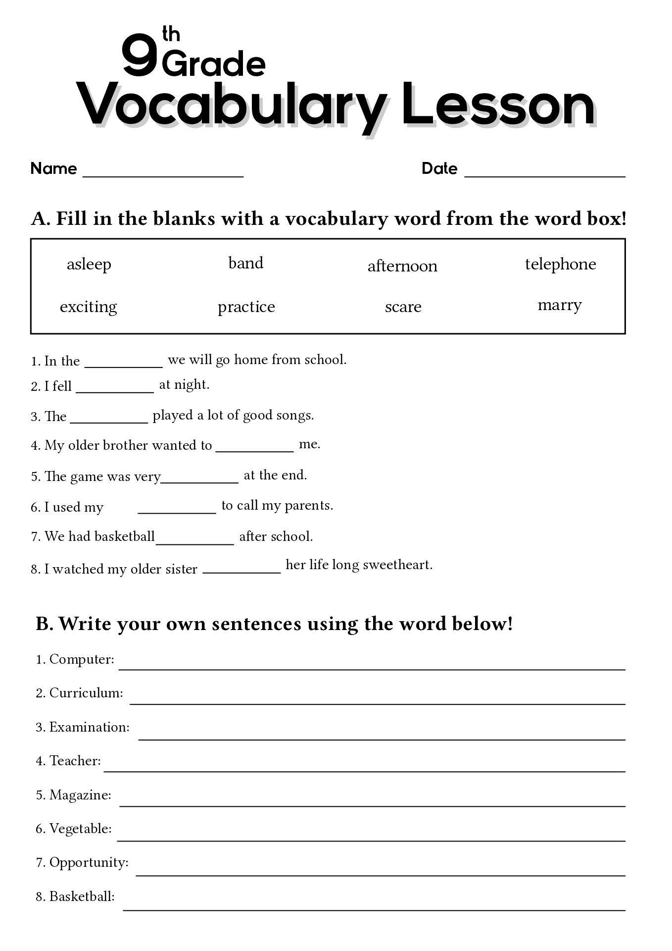 17 9th Grade Worksheets Spelling Words 17 9th Grade Worksheets Spelling Words Free PDF At Worksheeto