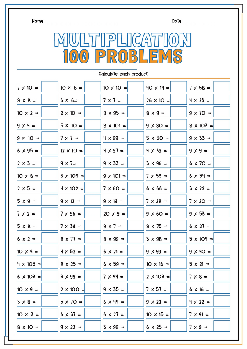 Math Drills Worksheets