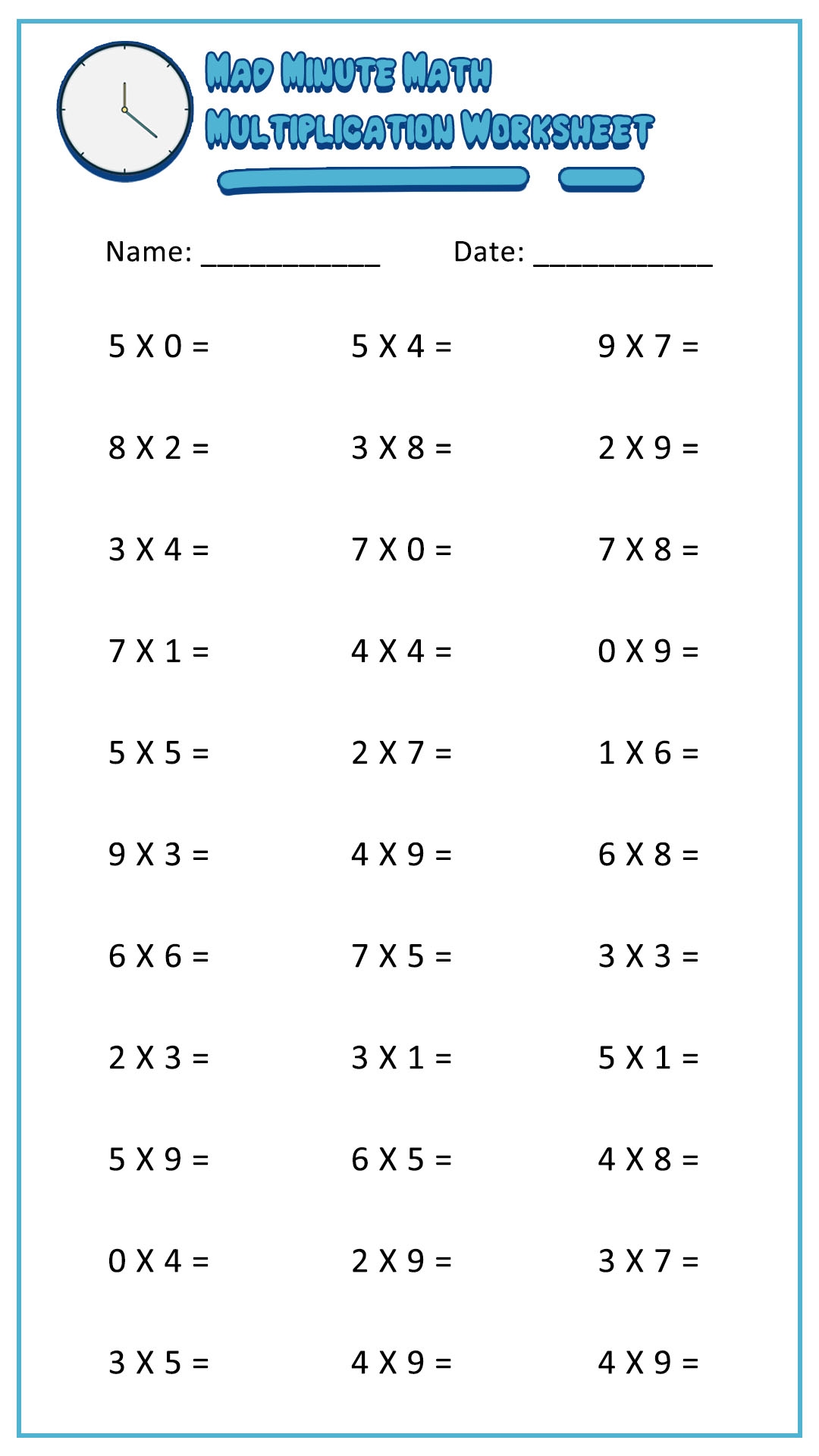 19 Timed Multiplication Worksheets Free PDF At Worksheeto 19 Timed Multiplication Worksheets Free PDF At Worksheeto