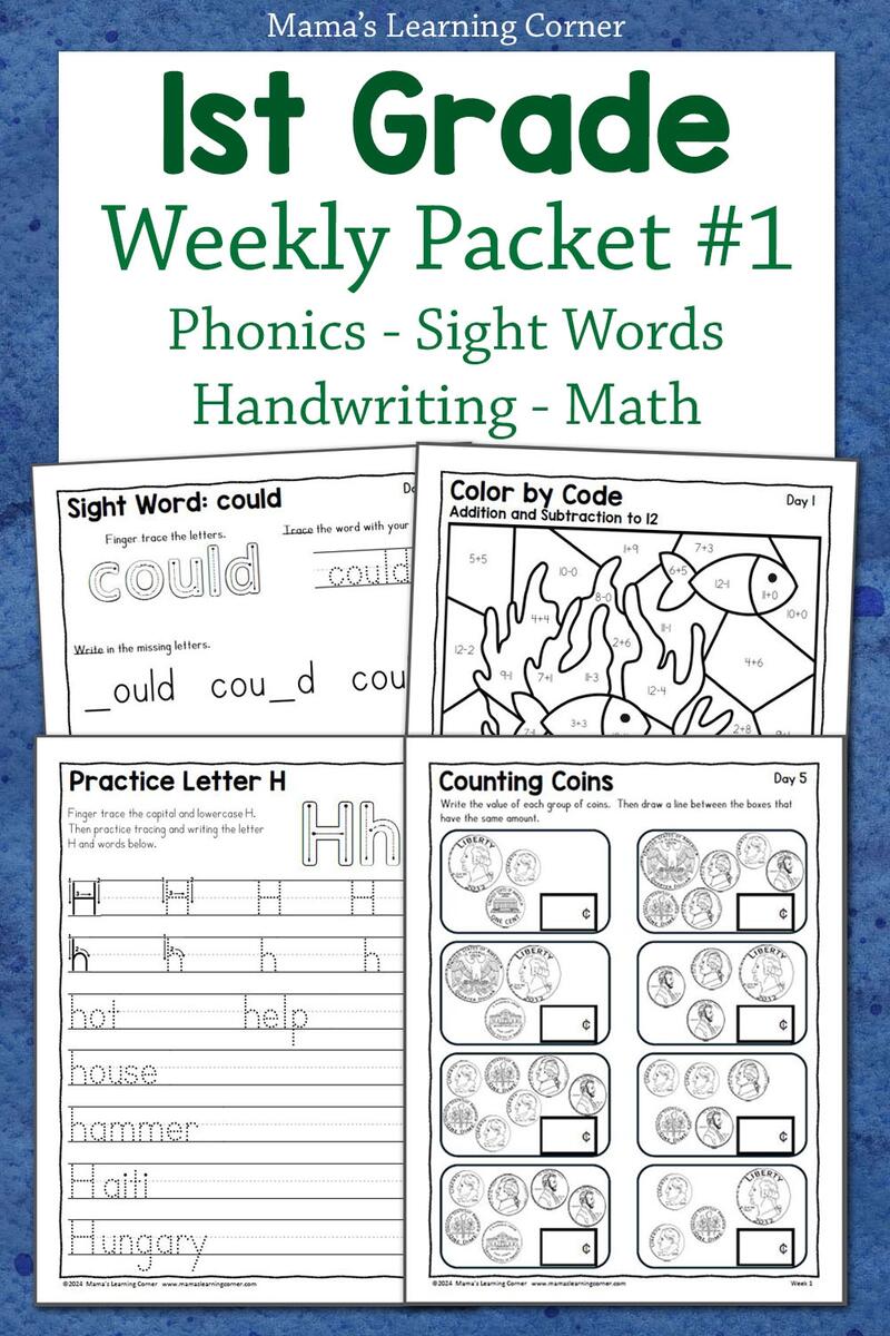1st Grade Summer Review Worksheets Week 1 Mamas Learning Corner 1st Grade English Worksheets Free Printables