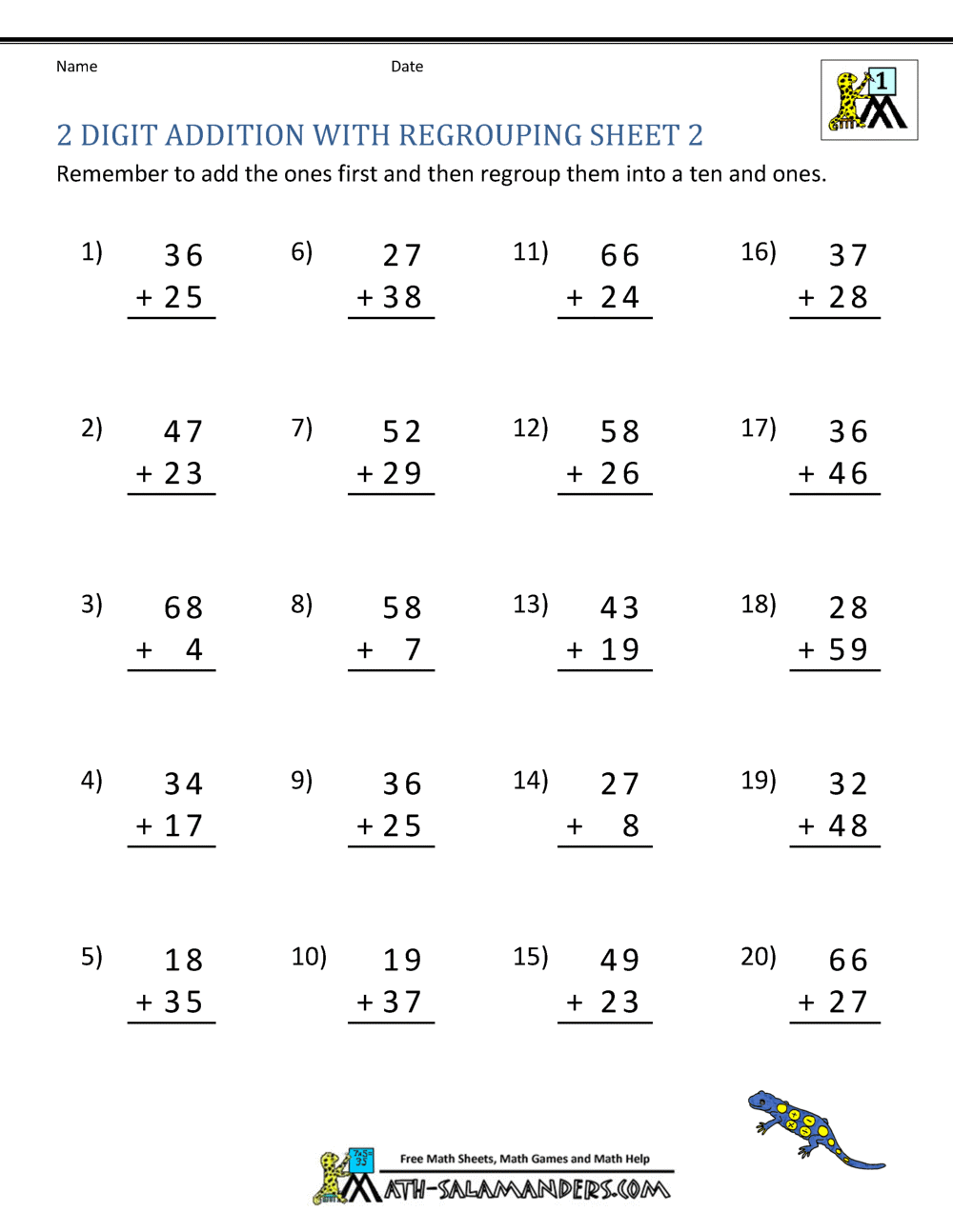2 Digit Addition Worksheets 2 Digit Addition Worksheets
