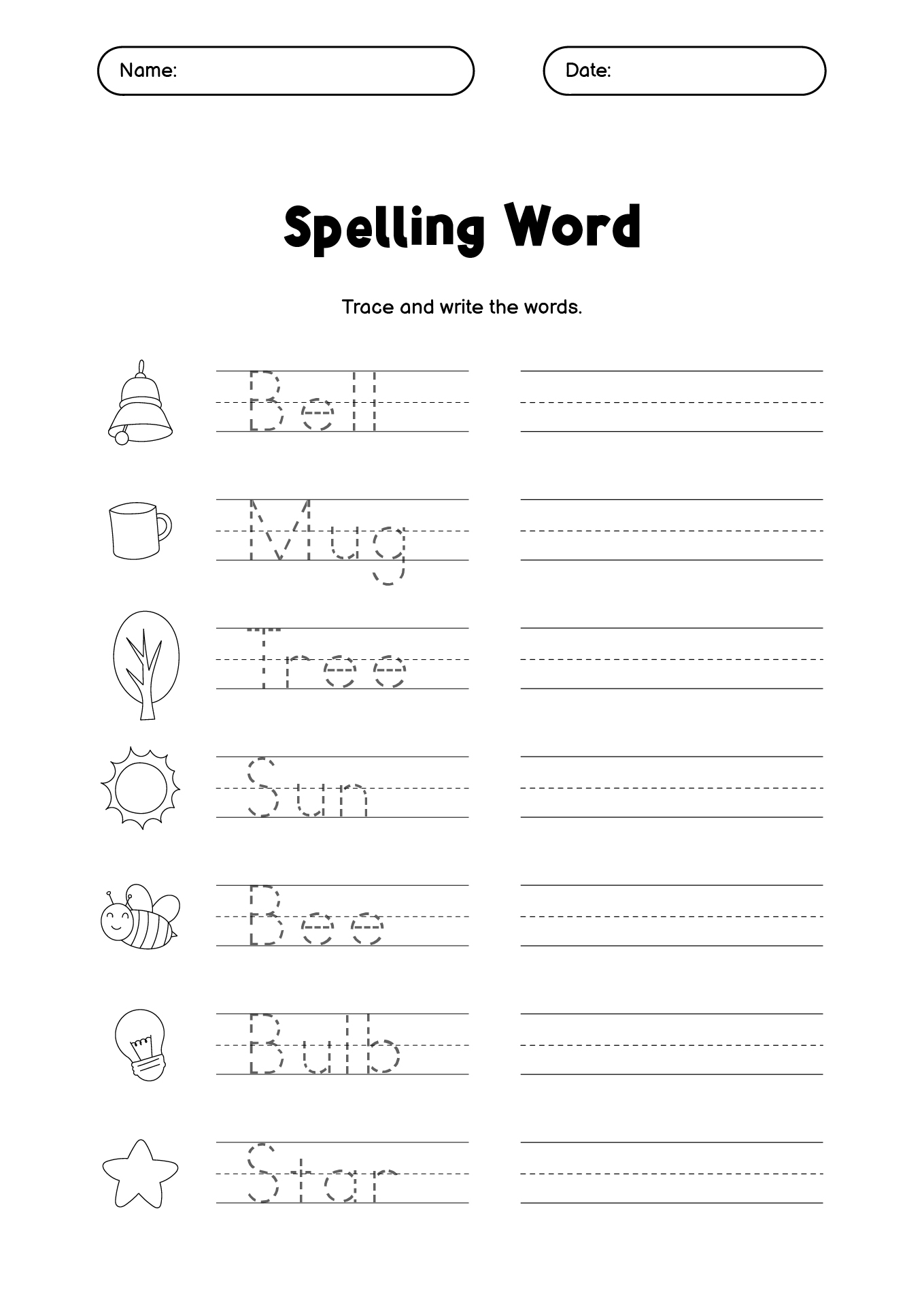 20 First Grade Spelling Test Worksheets Free PDF At Worksheeto