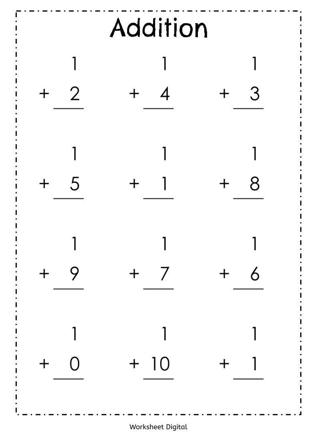 Addition Math Worksheets For Kindergarten