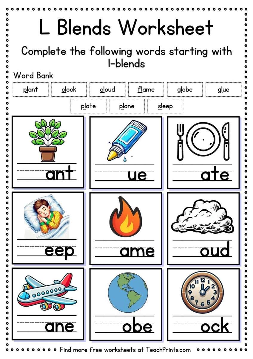 Consonant Blends Worksheet Free Printable Worksheets