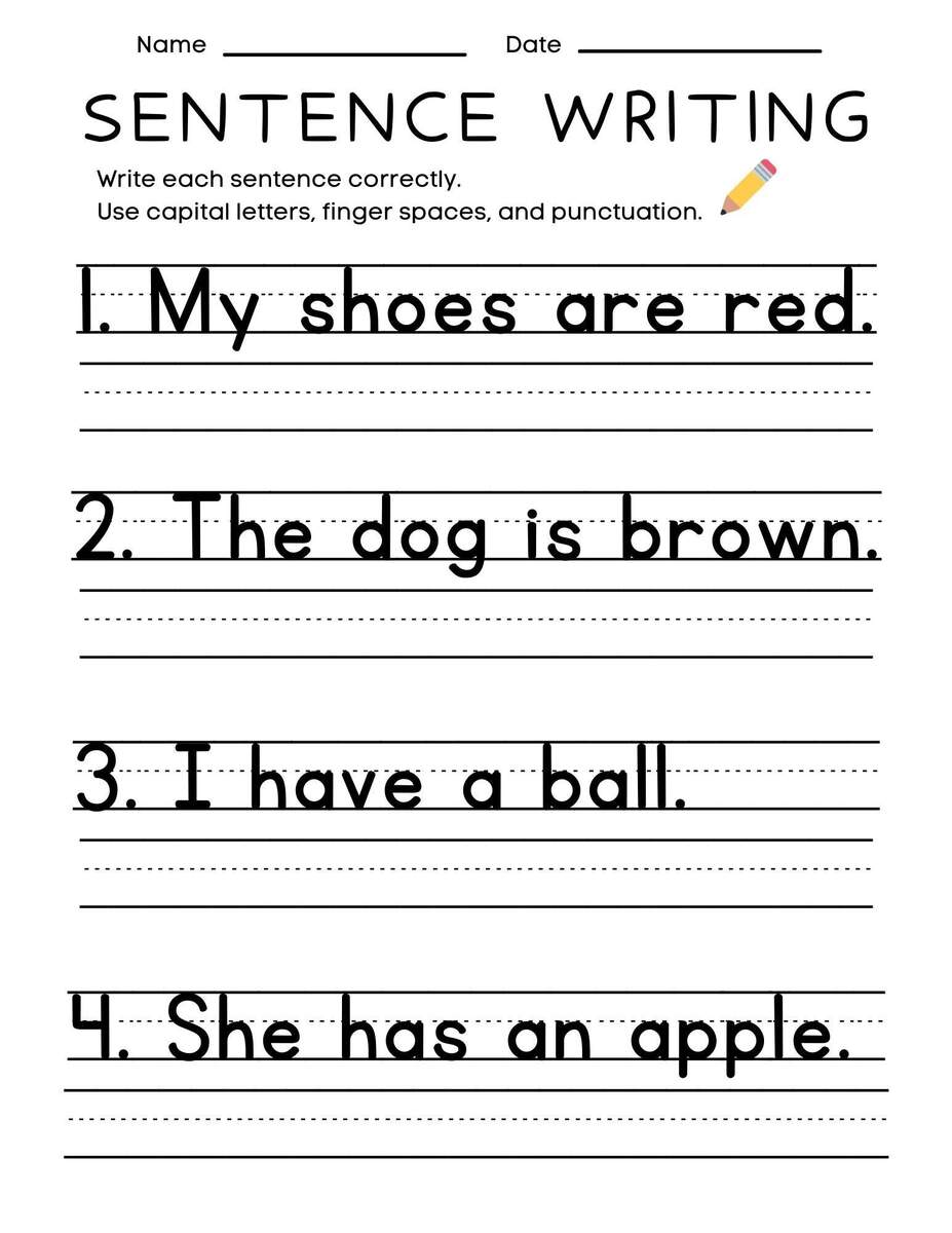 23 Printable Tracing And Writing English Worksheets Trace And Write The Sentences Practice Worksheets Ages 3 7 KG1 To Grade 2 Etsy