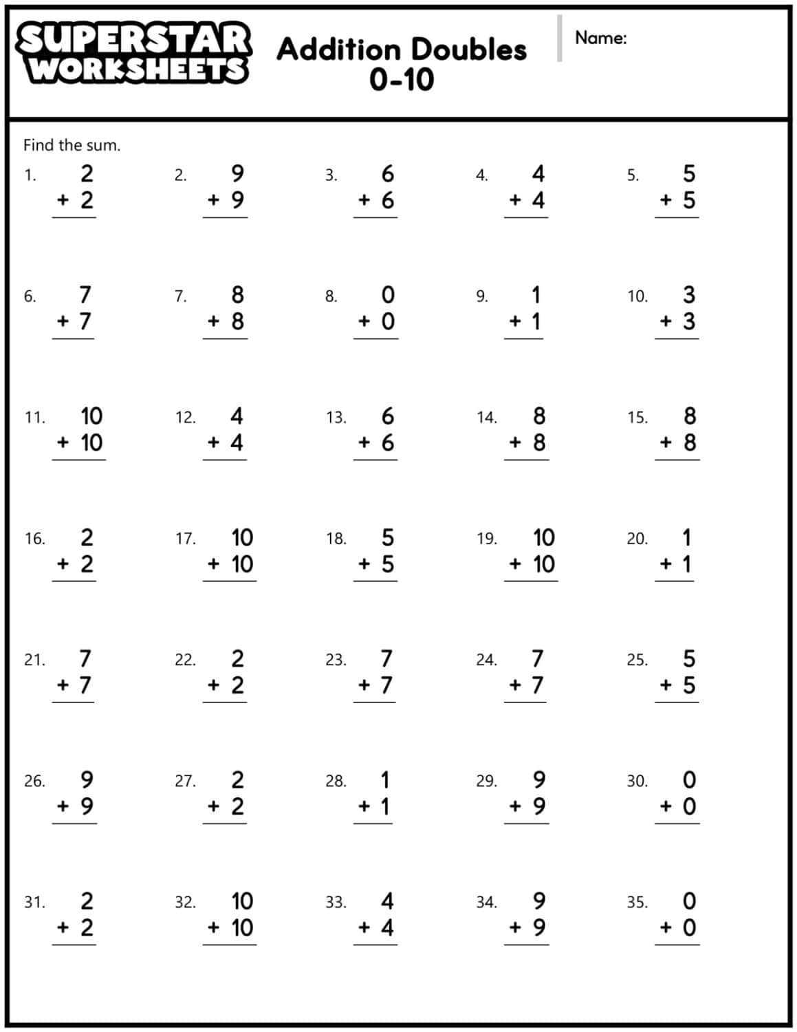 30 Printable Single Digit Addition Worksheets Preschool 2nd Grade Math Etsy