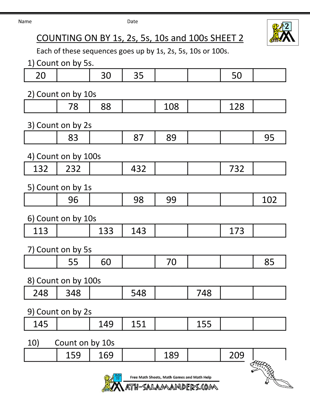 2nd Grade Counting Worksheets 2nd Grade Counting Worksheets