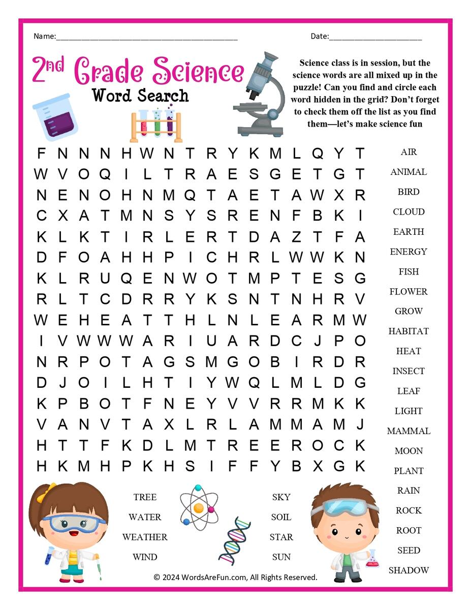 2nd Grade Science Word Search