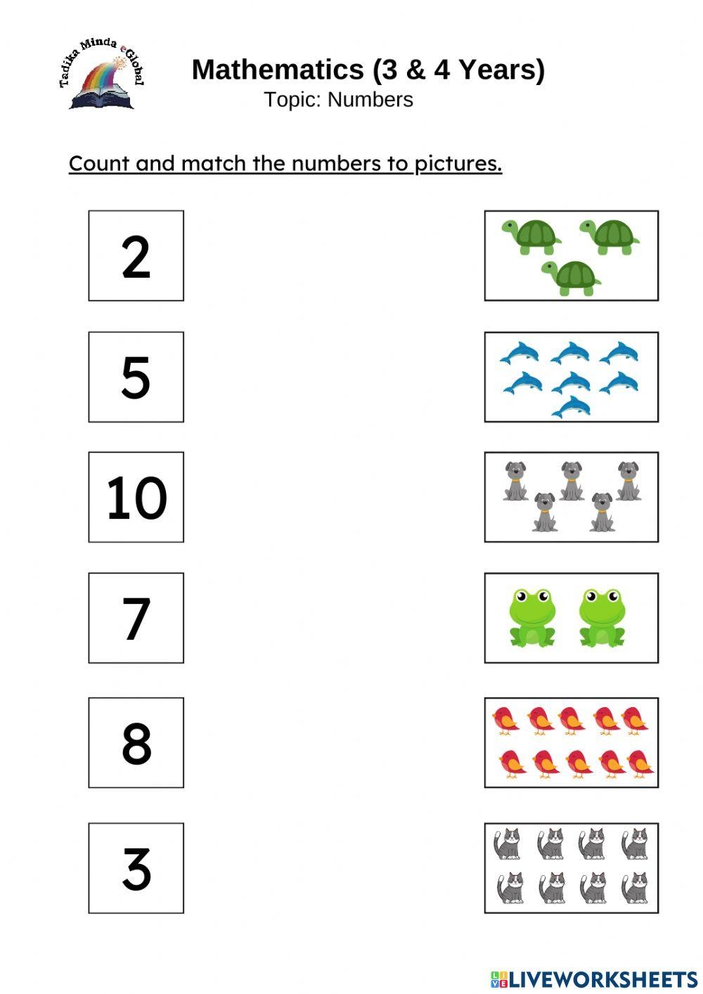 3 4 Years Math Counting Worksheet Worksheets Library