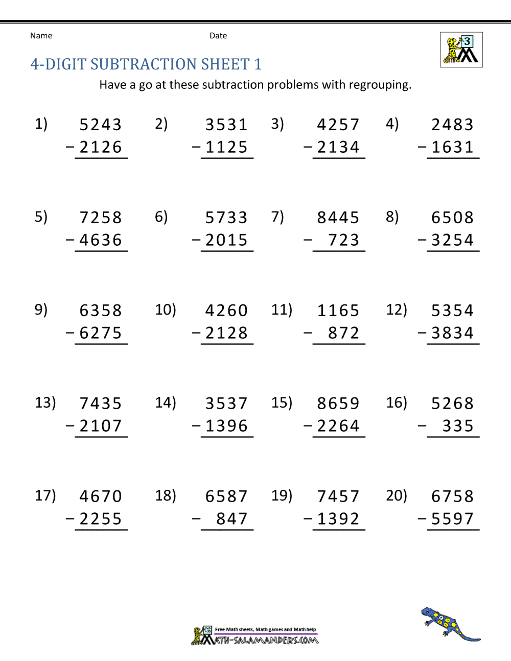 3 Digit Borrow Subtraction Regrouping 5 Worksheets Free Printable 649