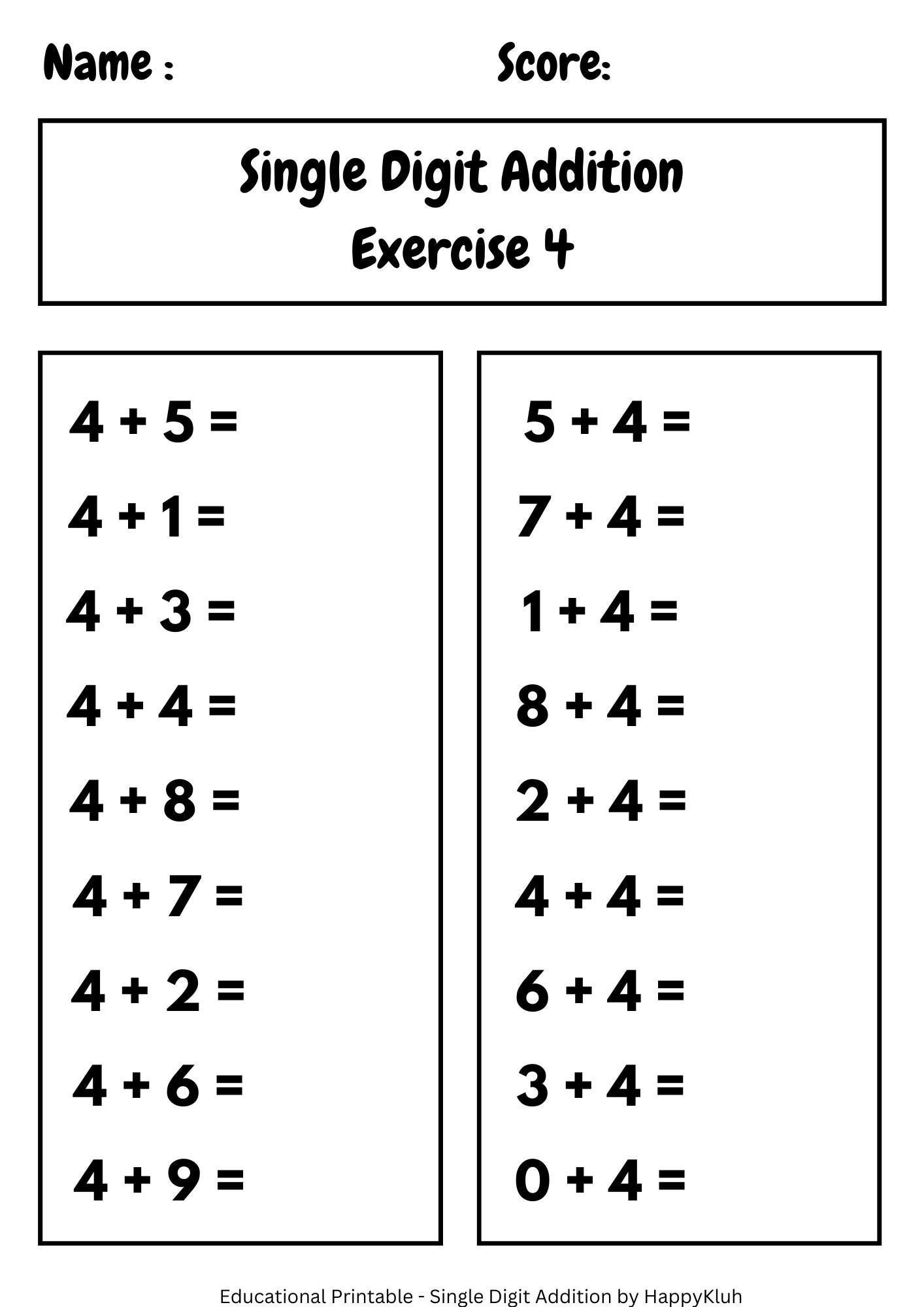 30 Printable Single Digit Addition Worksheets Preschool 2nd Grade Math Etsy 30 Printable Single Digit Addition Worksheets Preschool 2nd Grade Math Etsy