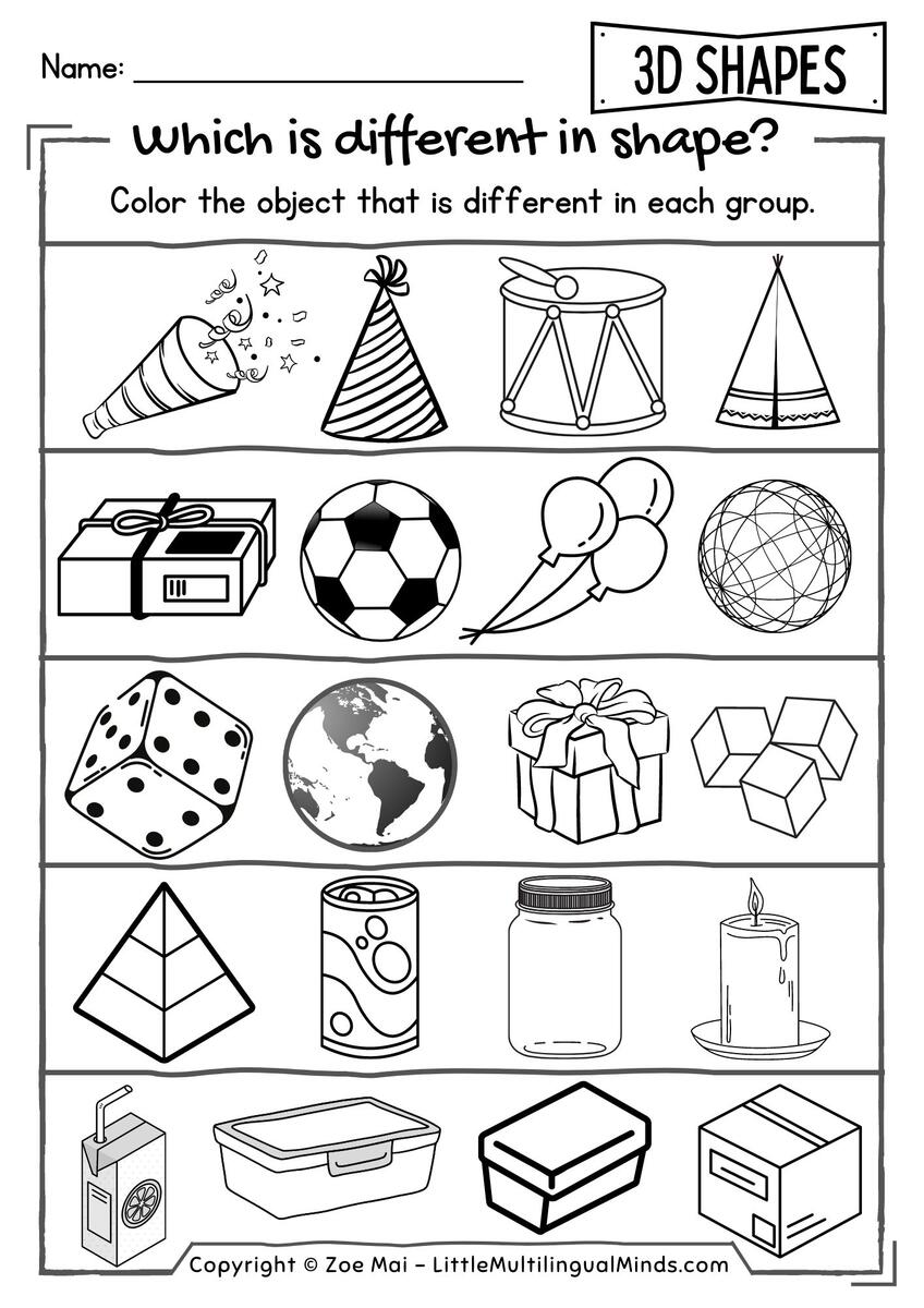 3D Shapes Superstar Worksheets