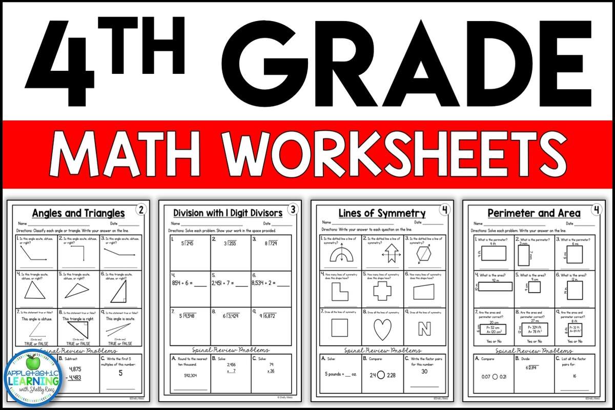 Free Printable 4th Grade Math Review Worksheet