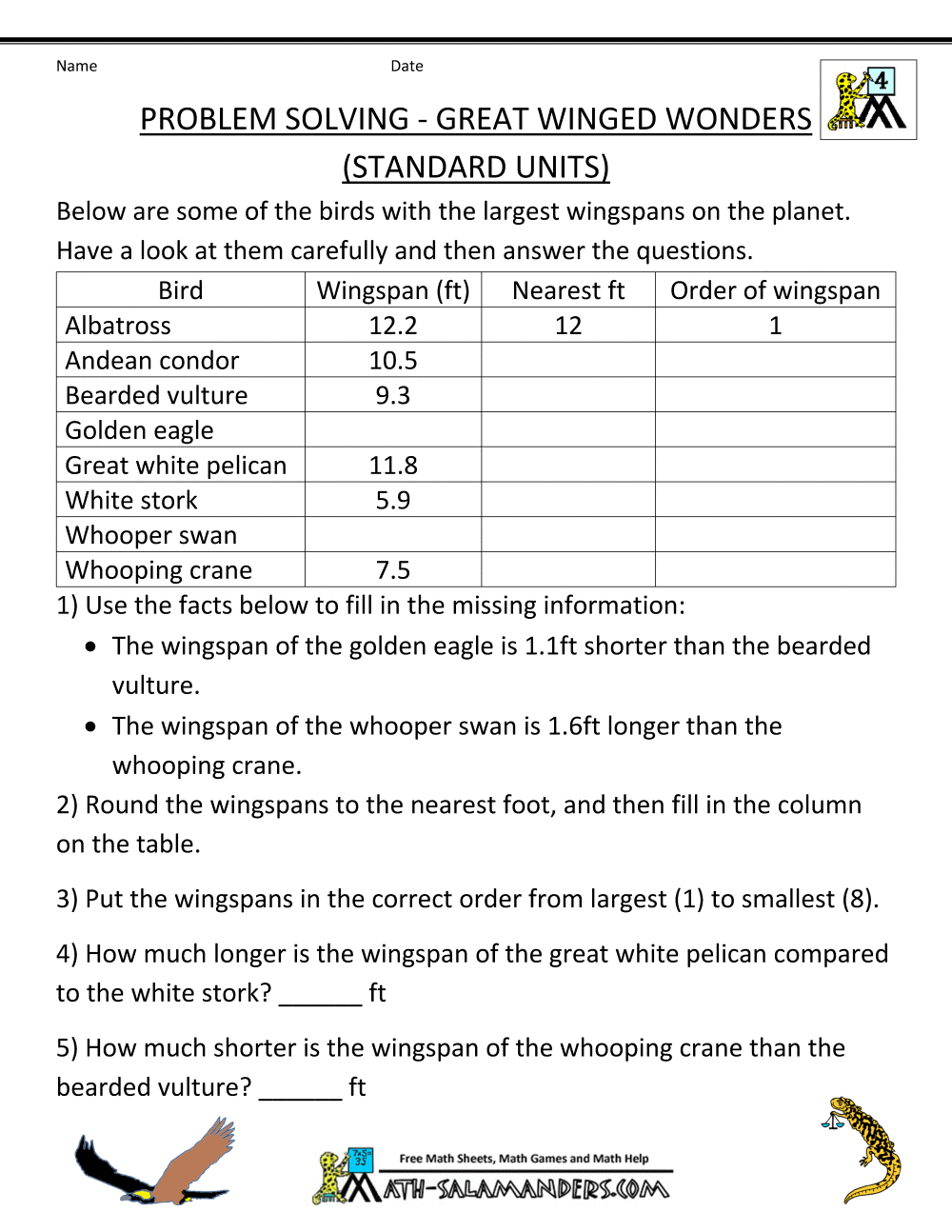 Free Printable Word Problems Worksheet For Fourth Grade