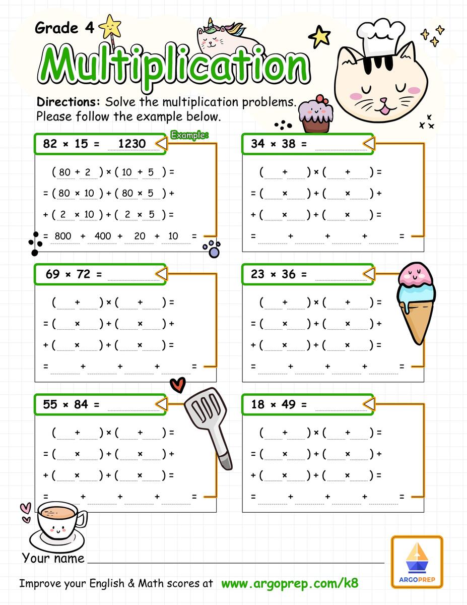 Free Multiplication Worksheet To Use And Print Canva