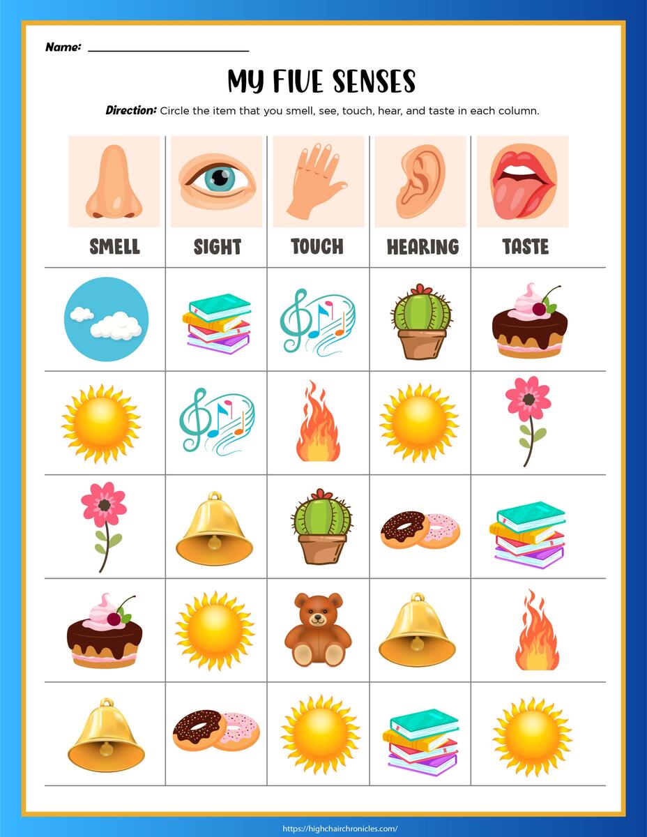 Free Printable Cut And Paste Five Senses Worksheet
