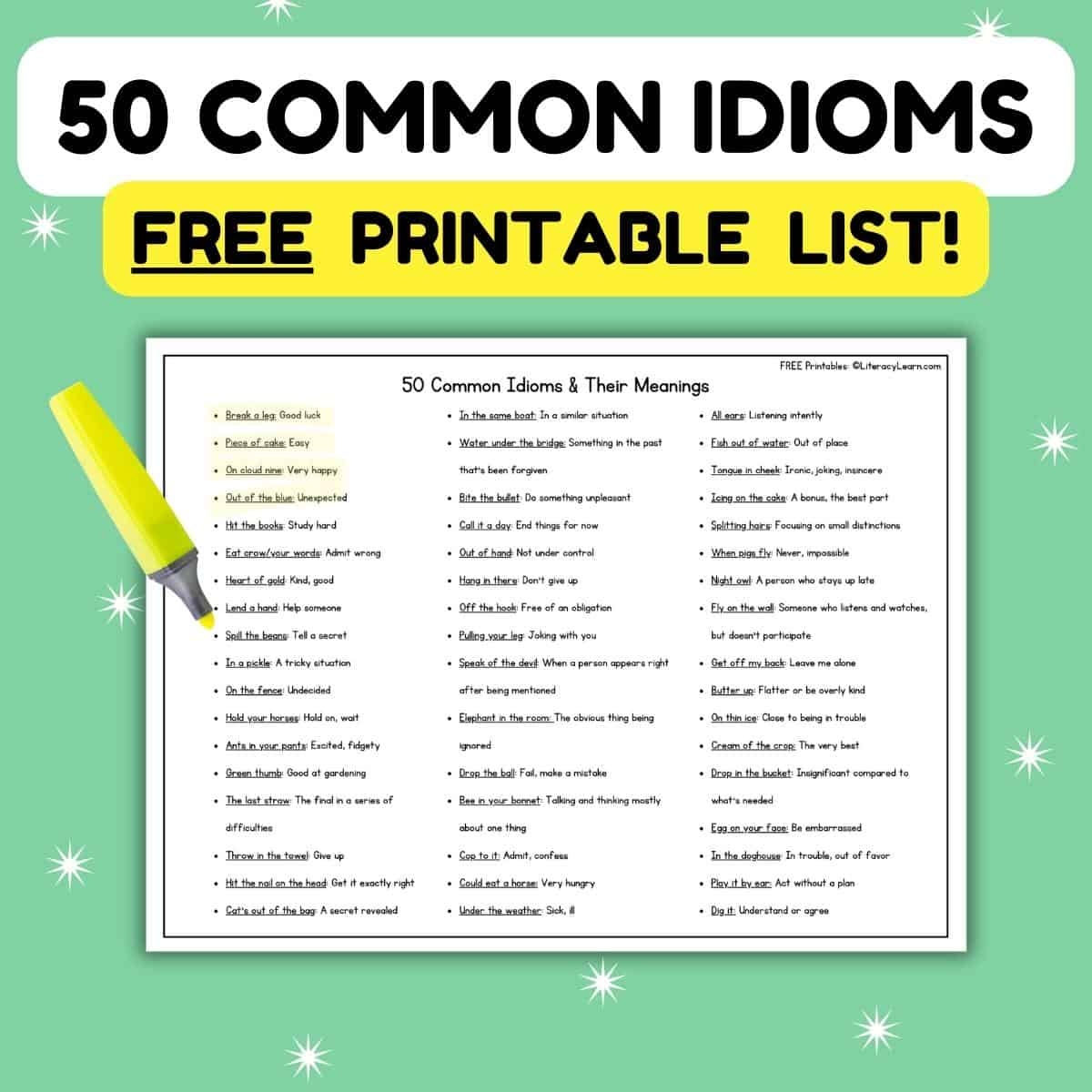 Idioms Worksheet Etsy