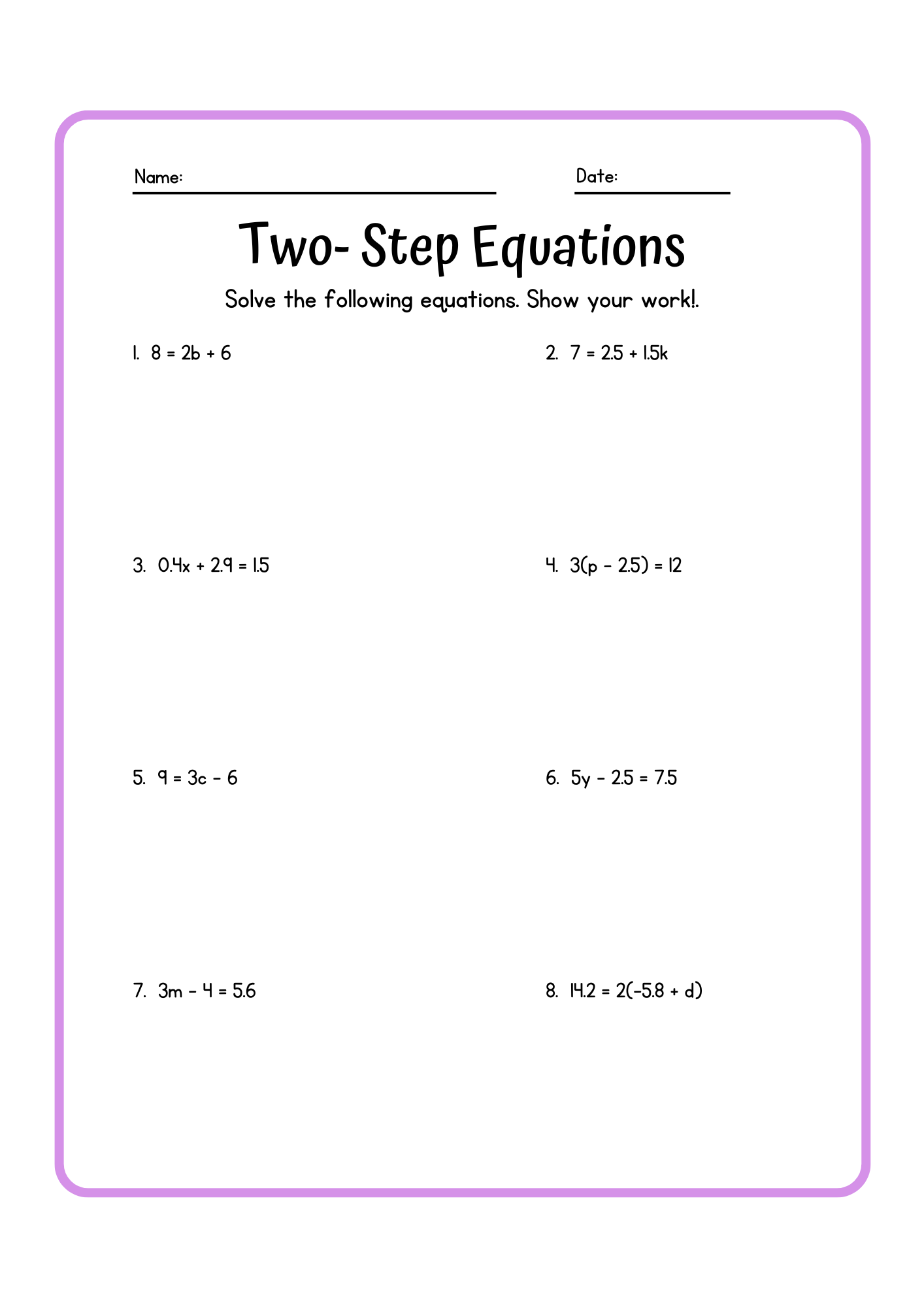 50 Two Step Equations Worksheet Samples To Download In PDF Free Two Step Equations Worksheets Mashup Math