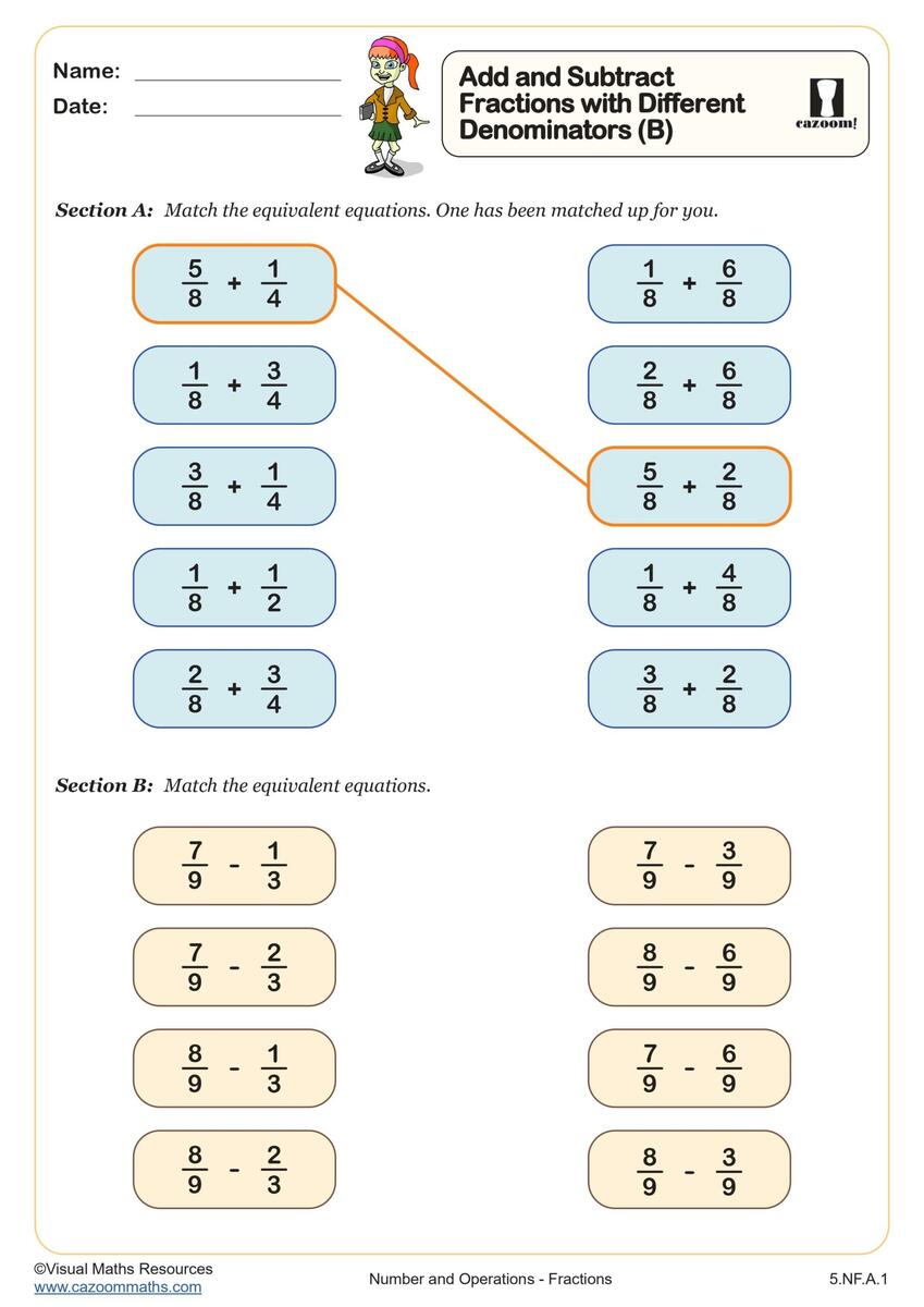 5th Grade Fractions Worksheets PDF Printable Worksheets Cazoom Math Fifth Grade Adding Fractions Worksheet