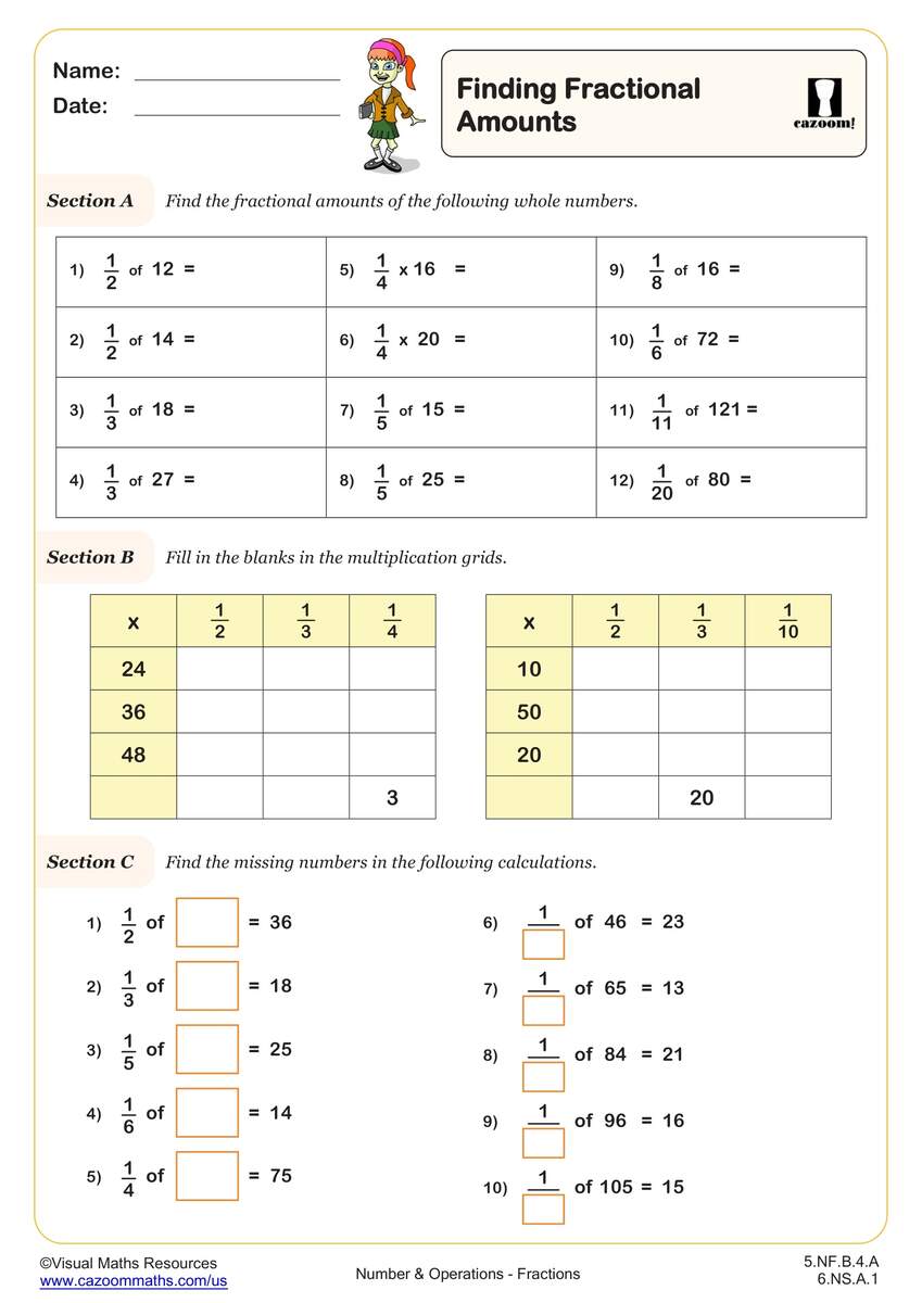 6 NS A 1 Worksheets Printable 6th Grade Math Worksheets Cazoom Math
