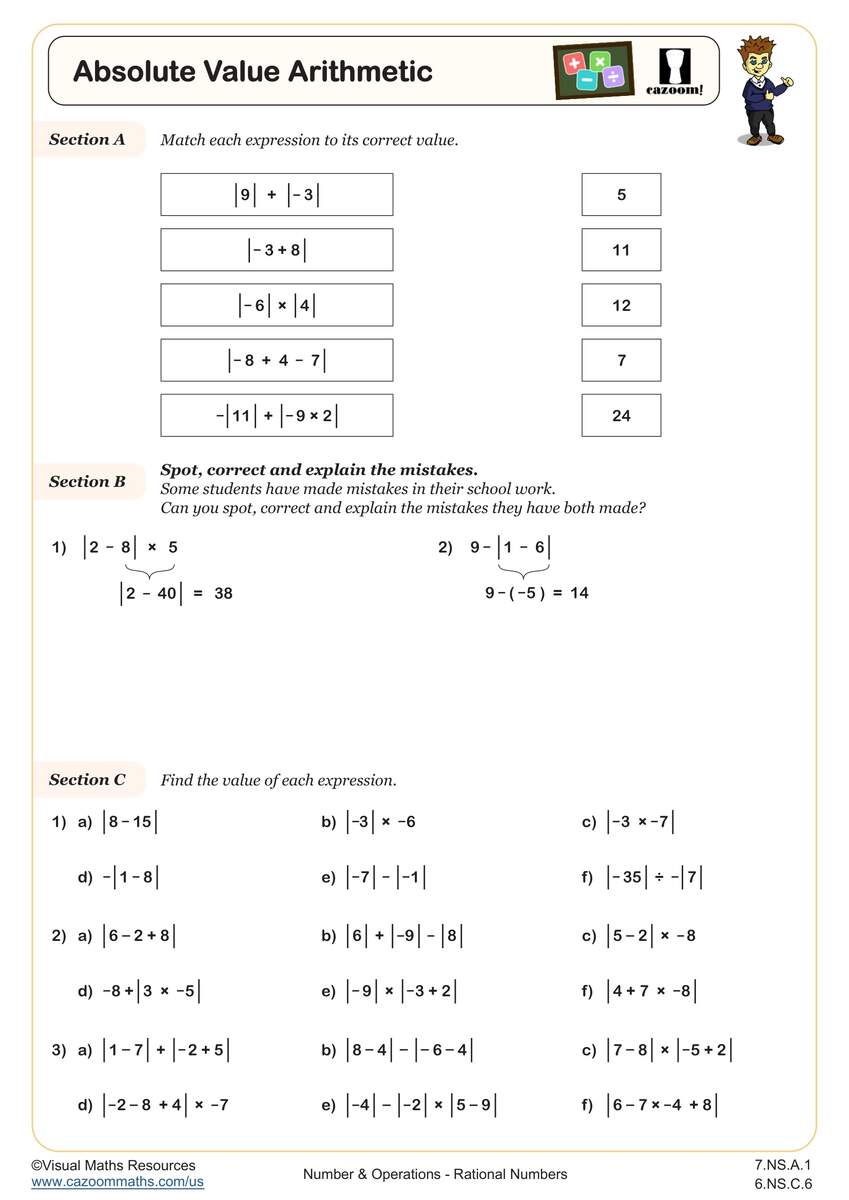 6 NS C 6 Worksheets Printable 6th Grade Math Worksheets Cazoom Math