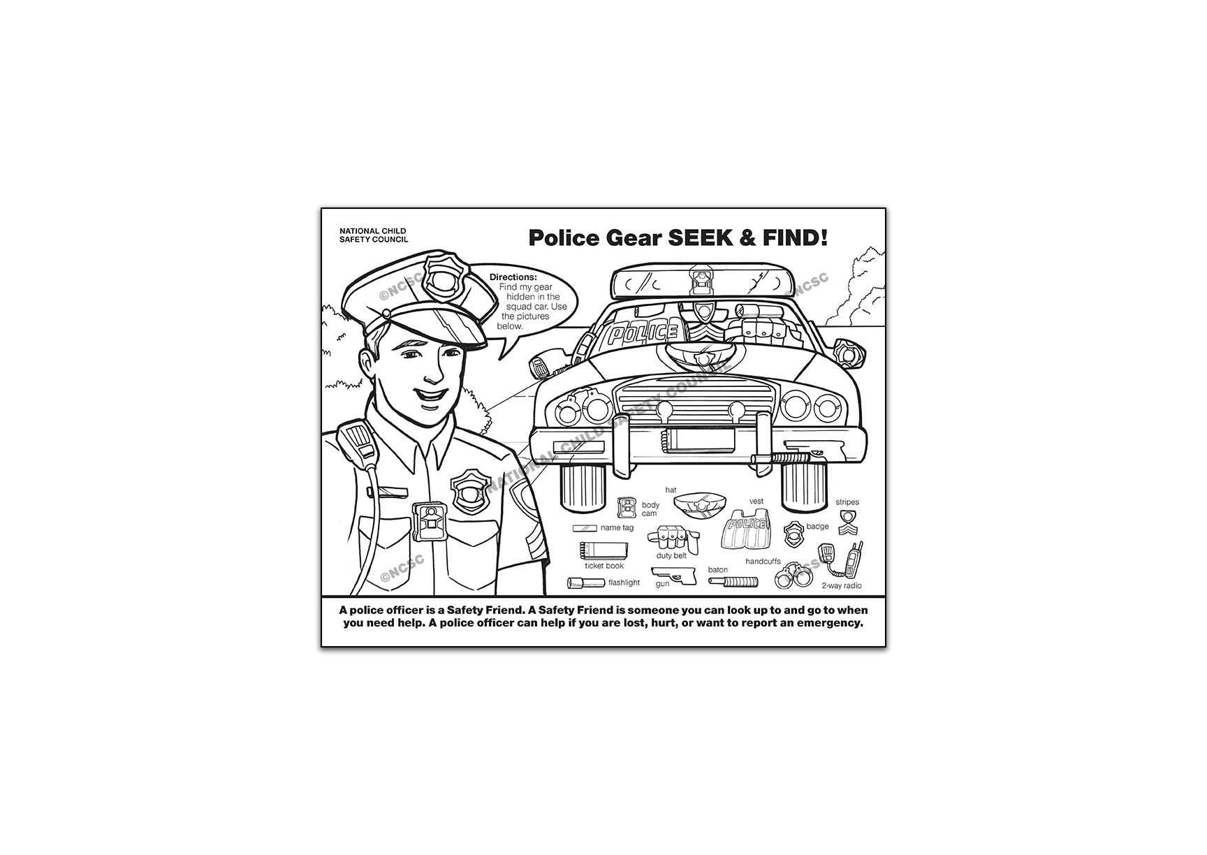 682 Police Gear Color Activity Sheet