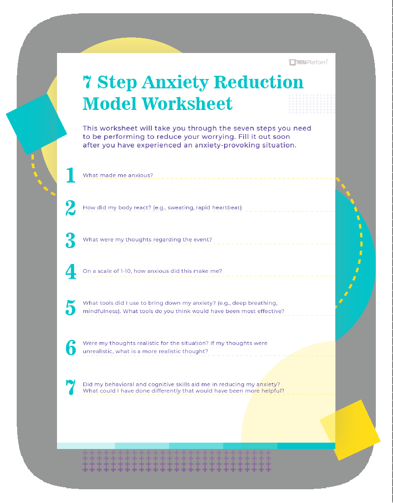 7 Step Anxiety Reduction Model Worksheet 7 Step Anxiety Reduction Model Worksheet