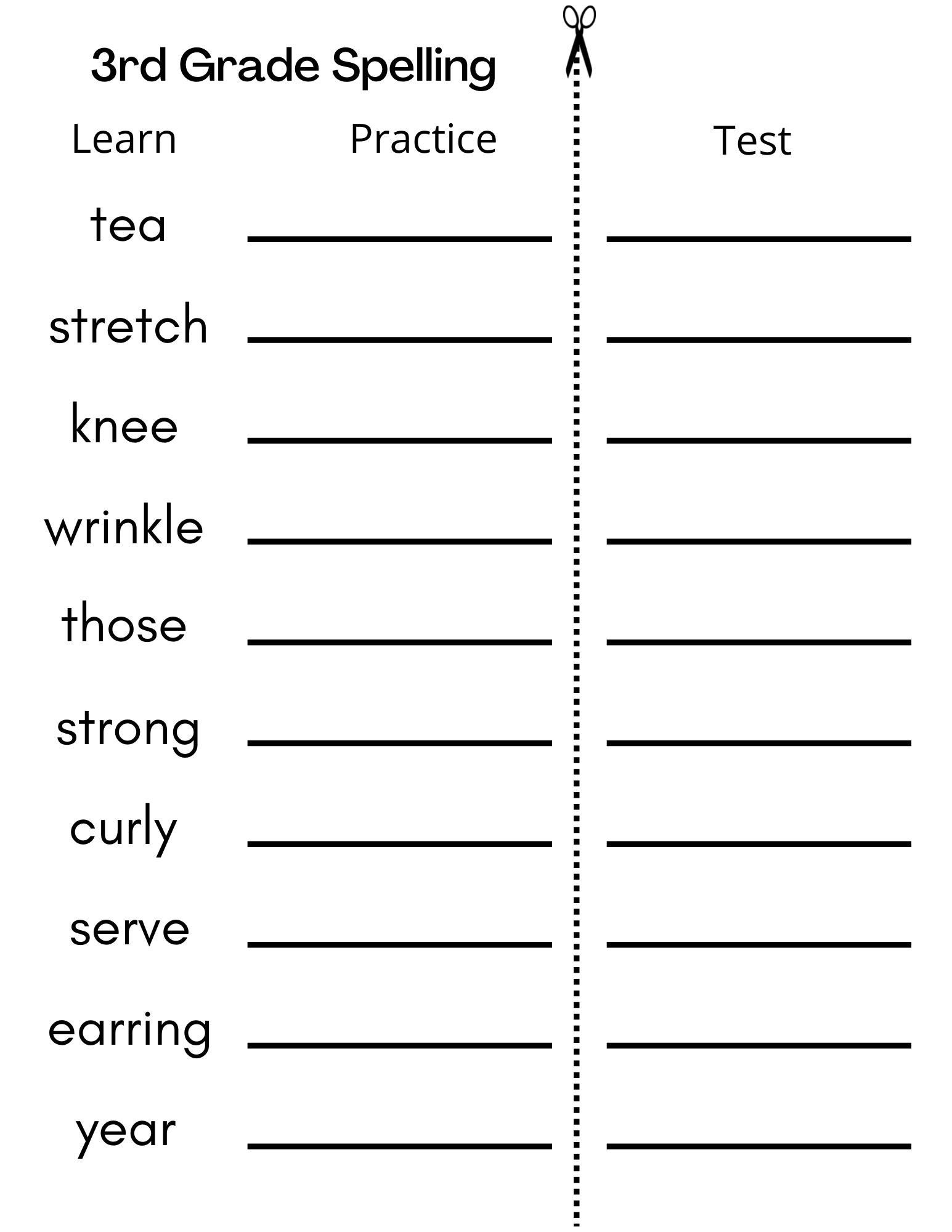 8 Printable Third Grade Spelling Writing Spelling Test Etsy Hong Kong