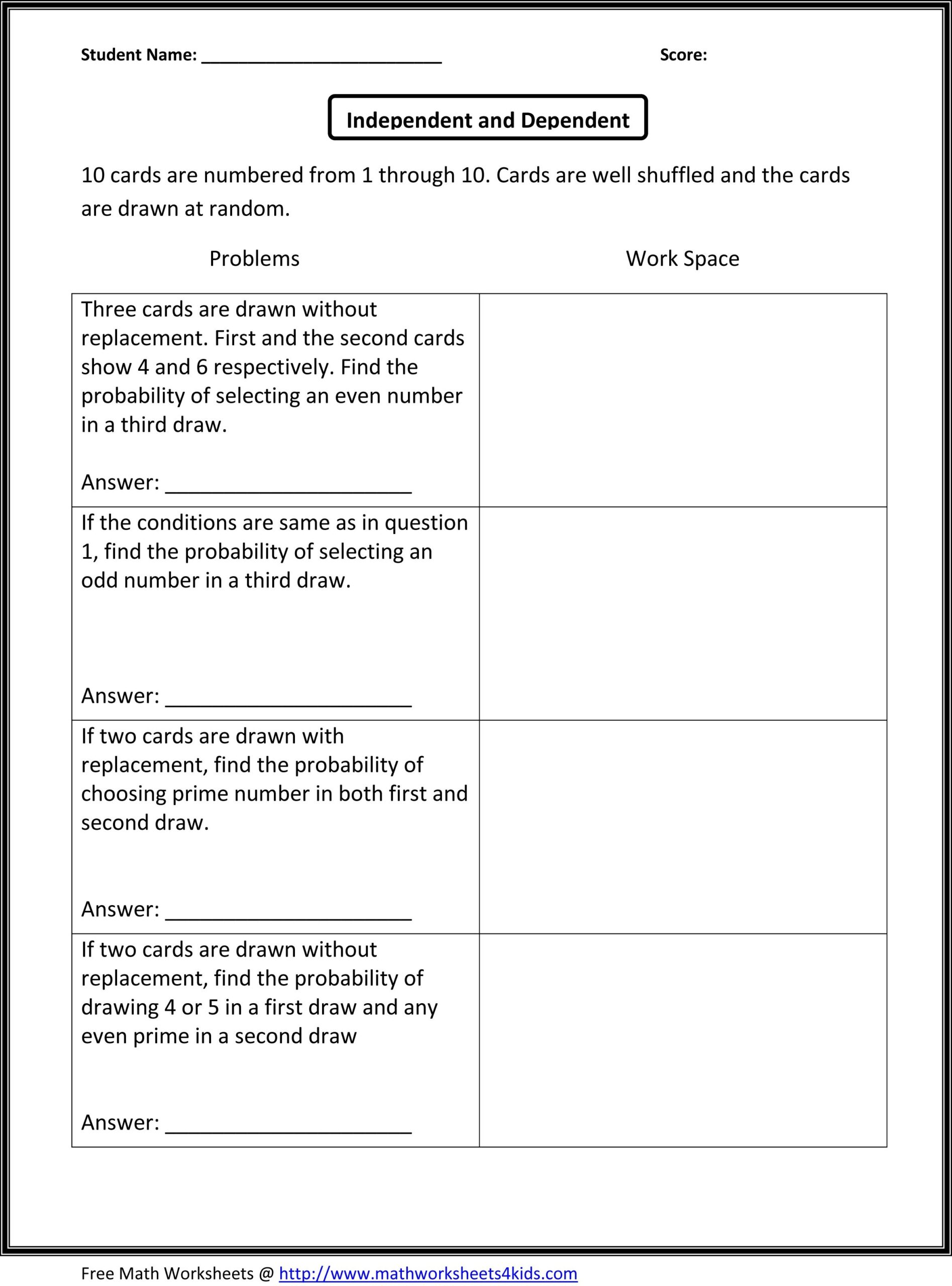 8th Grade Math Worksheets Probability Worksheets Printable Math Worksheets Library