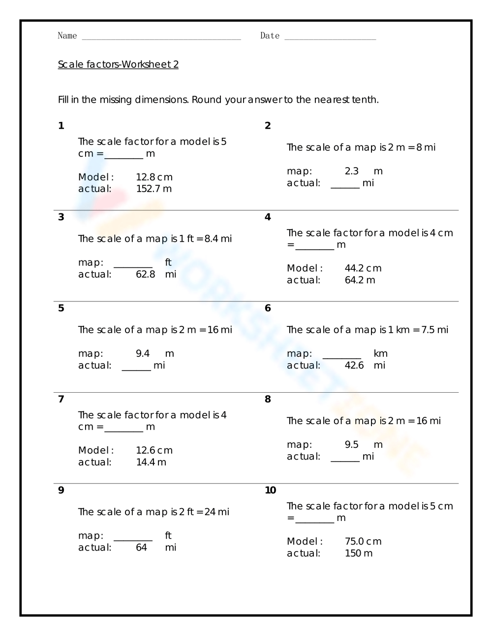 8th Grade Scale Factor Worksheets