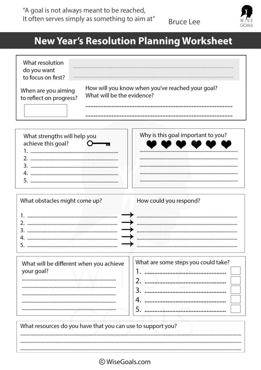 A More Effective Approach With New Year S Resolution Worksheets A More Effective Approach With New Year S Resolution Worksheets