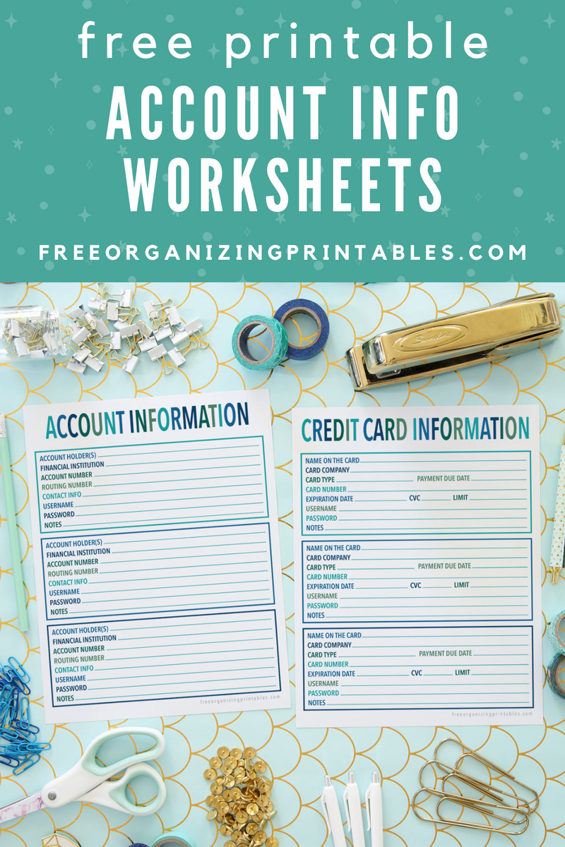 Account Information Sheet Printables Free Organizing Printables Account Information Sheet Printables Free Organizing Printables