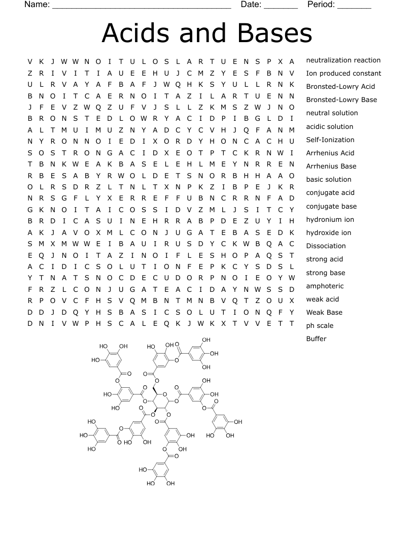 Acid Base Matching Worksheet WordMint