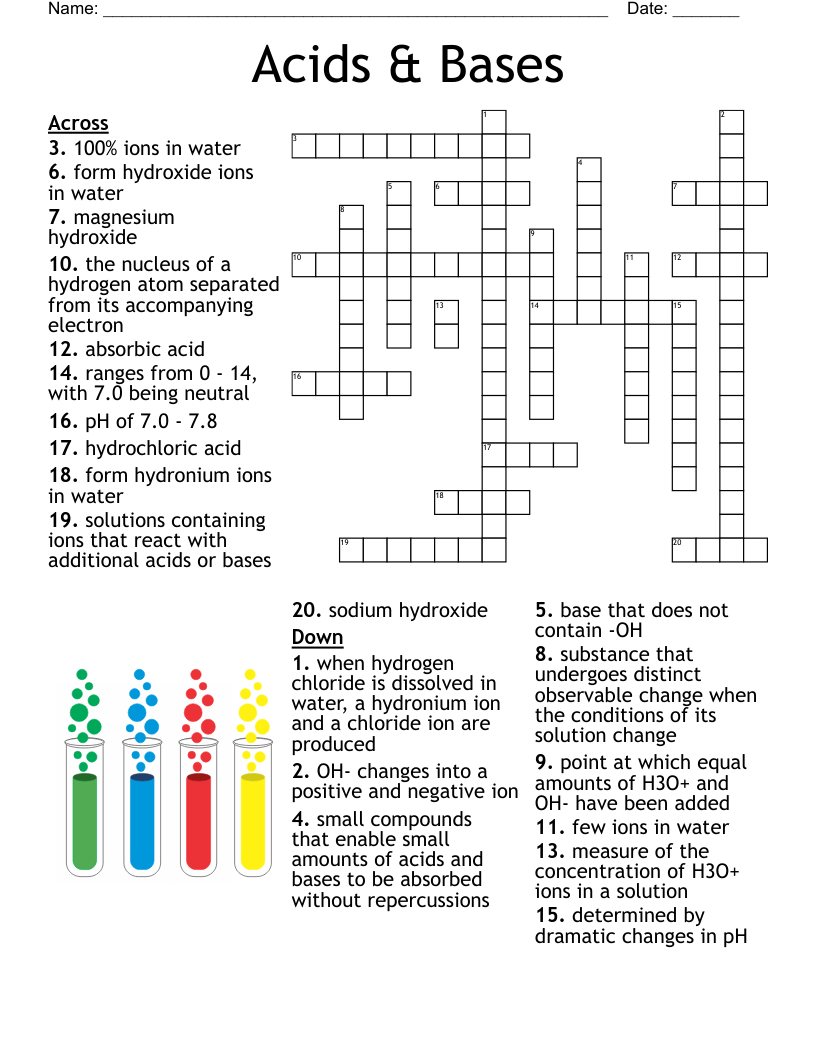 Acids And Bases Worksheet Crossword WordMint
