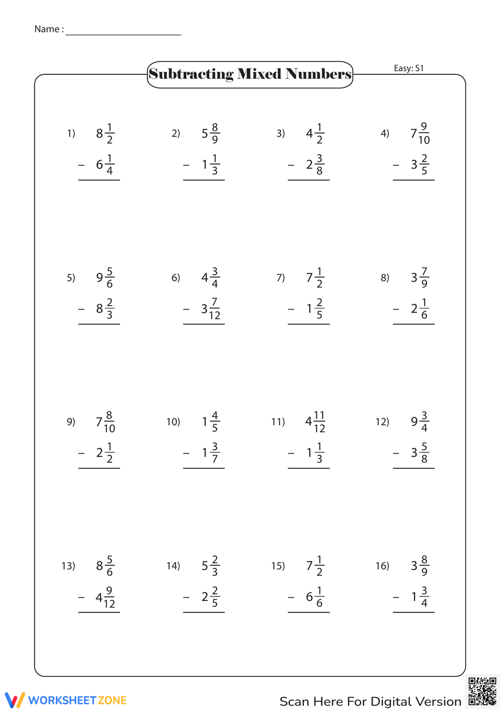 Adding And Subtracting Mixed Numbers Worksheets Printable Adding And Subtracting Mixed Numbers Worksheets Printable
