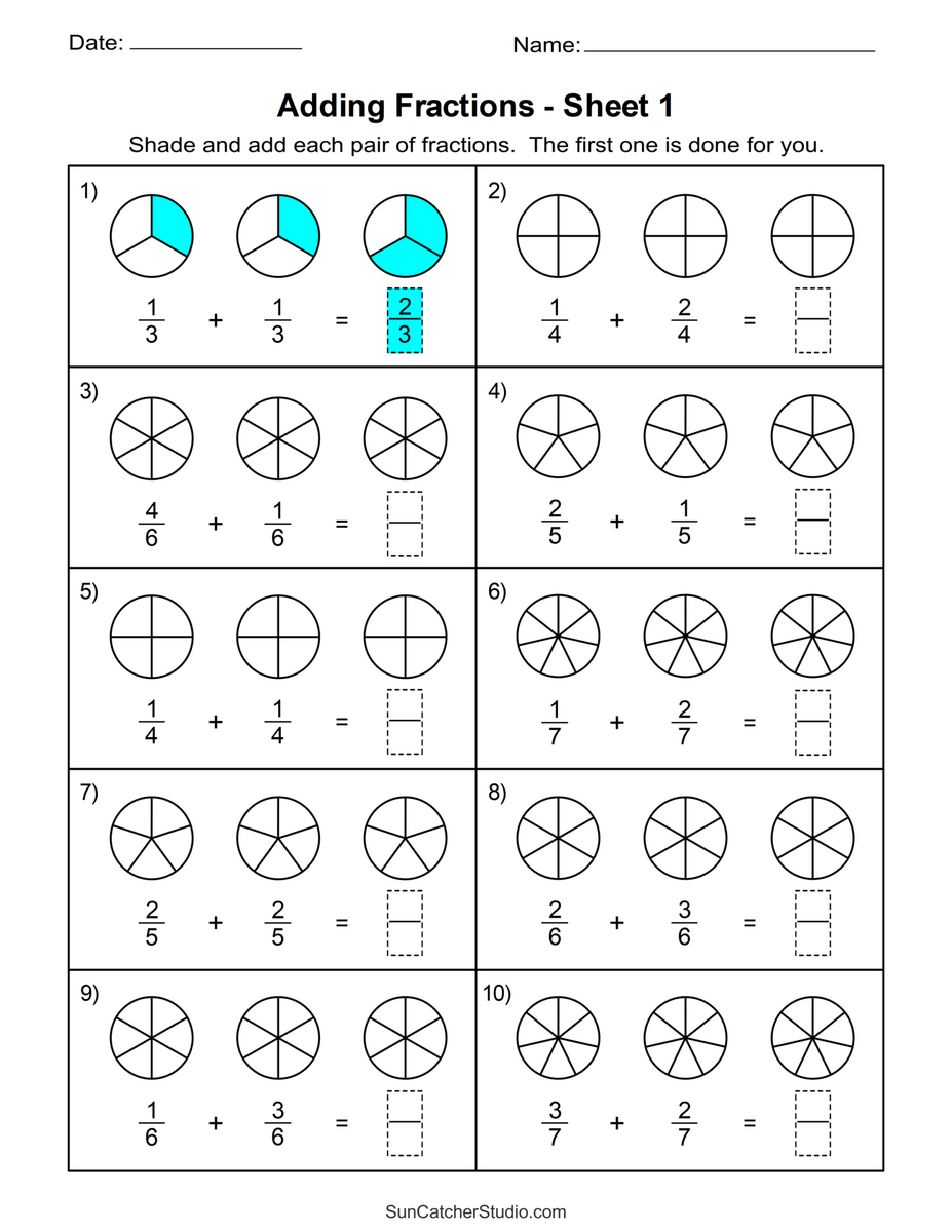 Adding And Subtracting Fractions Worksheets