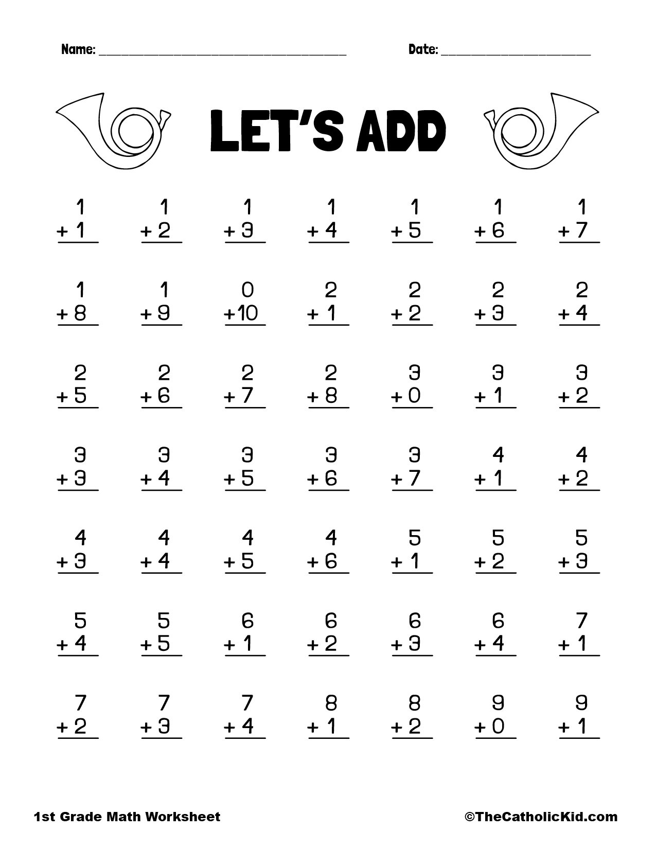 FREE 1st Grade Printable Math Worksheets First Grade Mad Minutes
