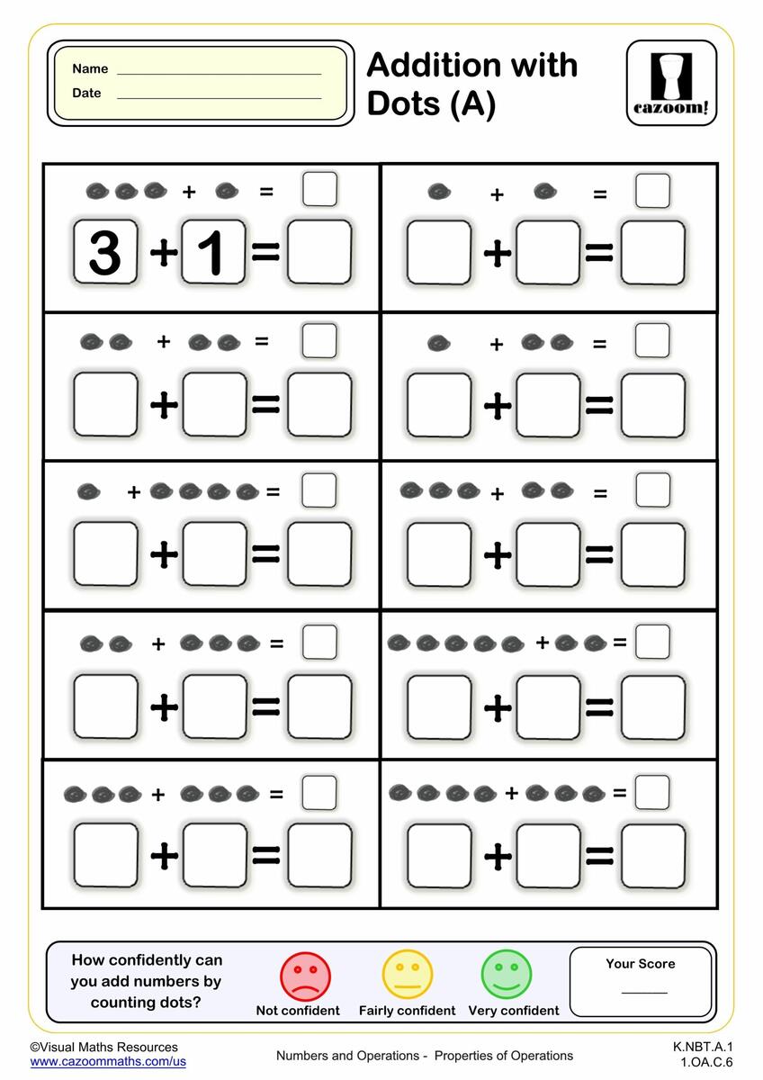 Addition With Dots A Fun And Engaging K Grade PDF Worksheets Cazoom Math