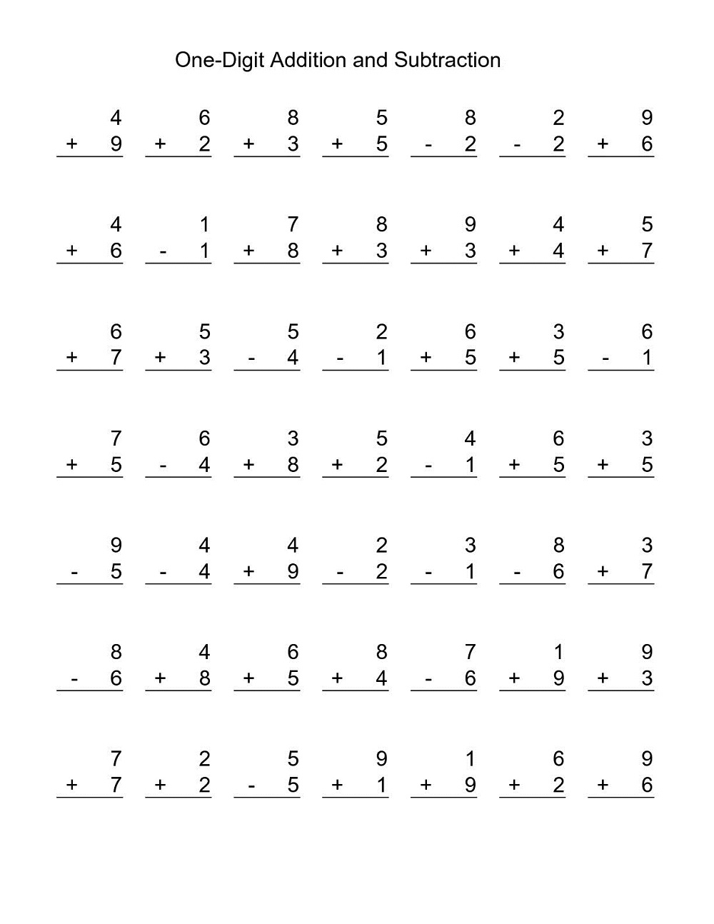 Additions And Subtraction Worksheets Free Printable Learning Printable