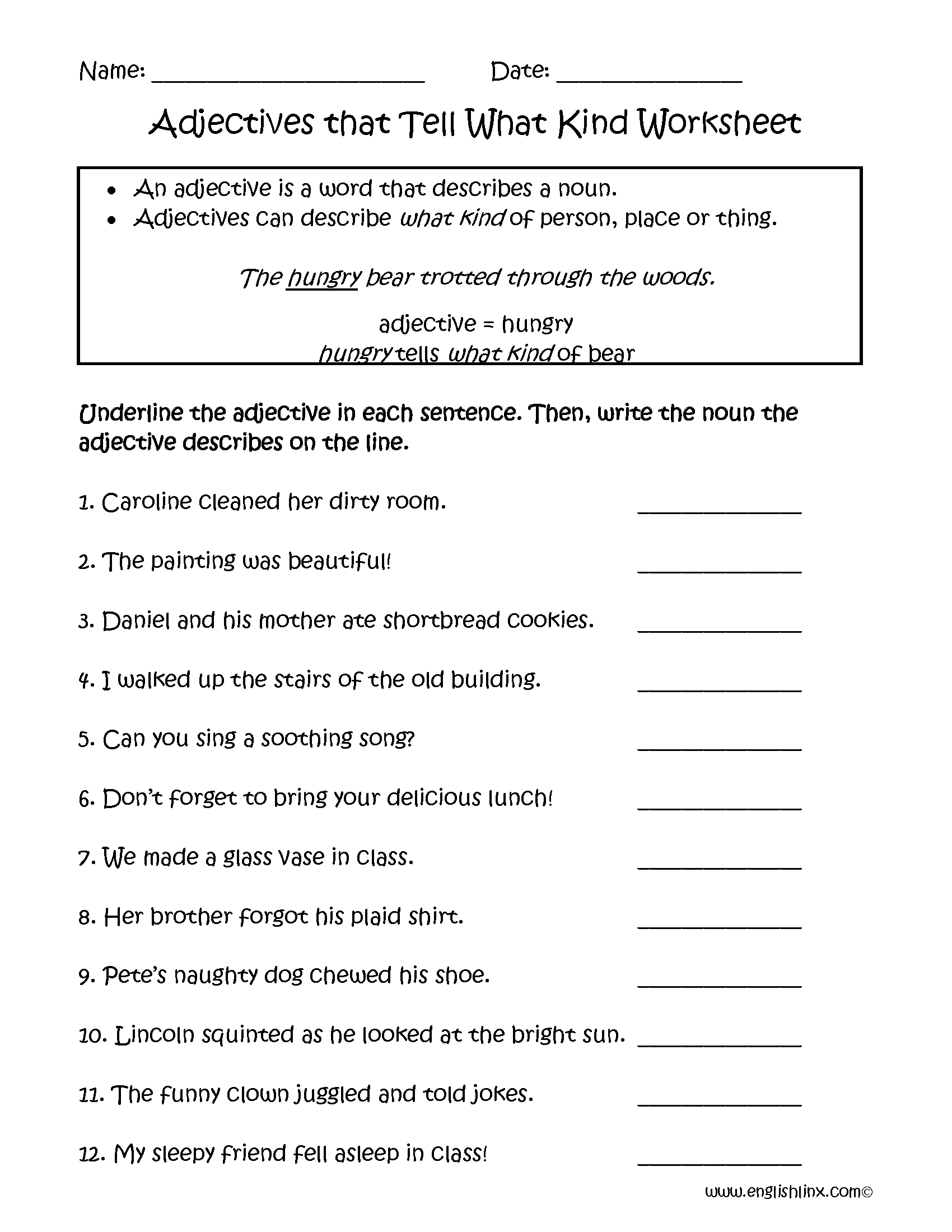 Adjectives Worksheets Regular Adjectives Worksheets Worksheets Library